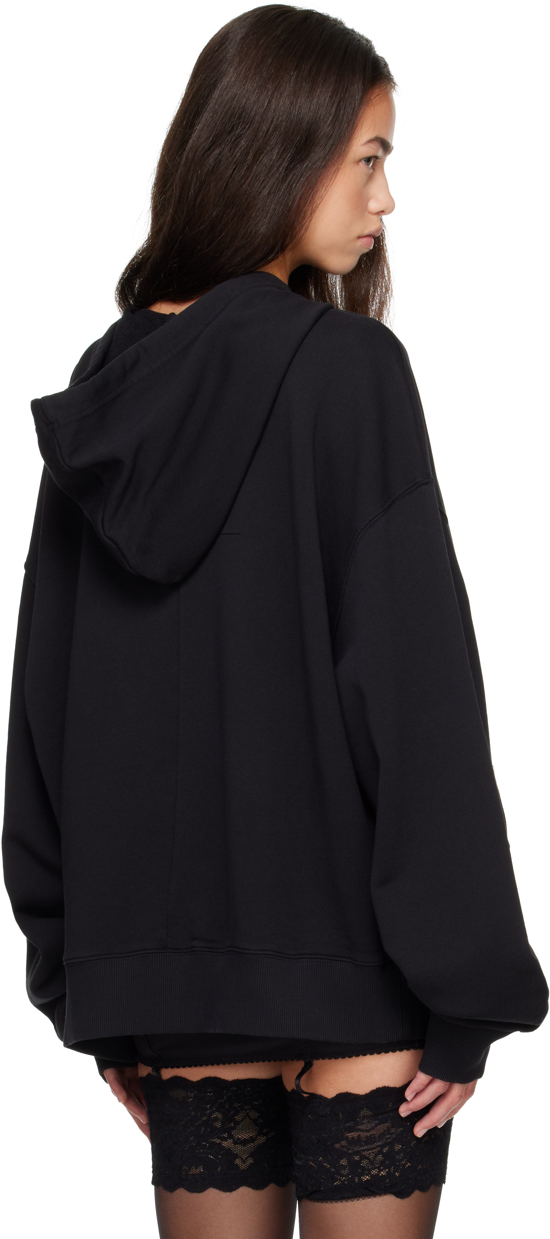 MATIÈRES FÉCALES - Pull à capuche 'Power' noir