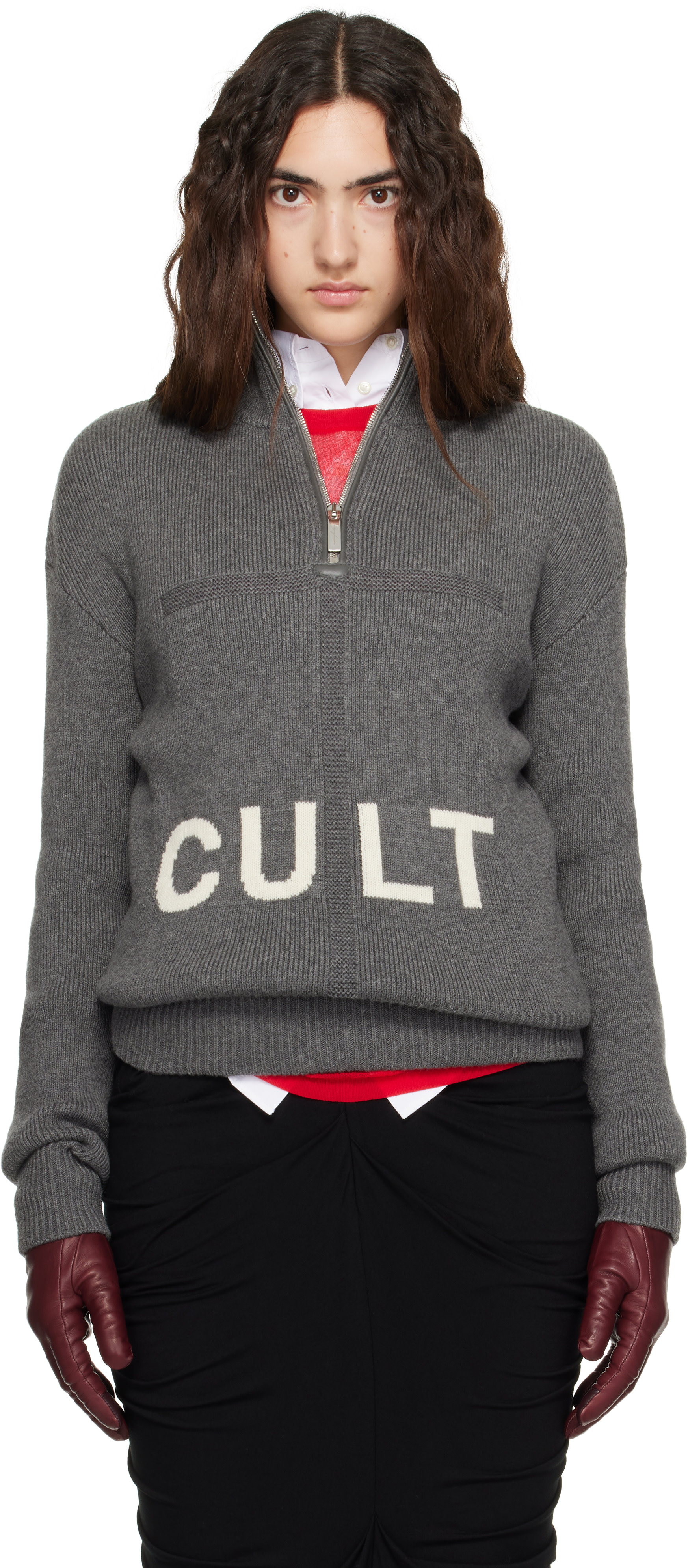 MATIÈRES FÉCALES - Pull 'Cult' gris