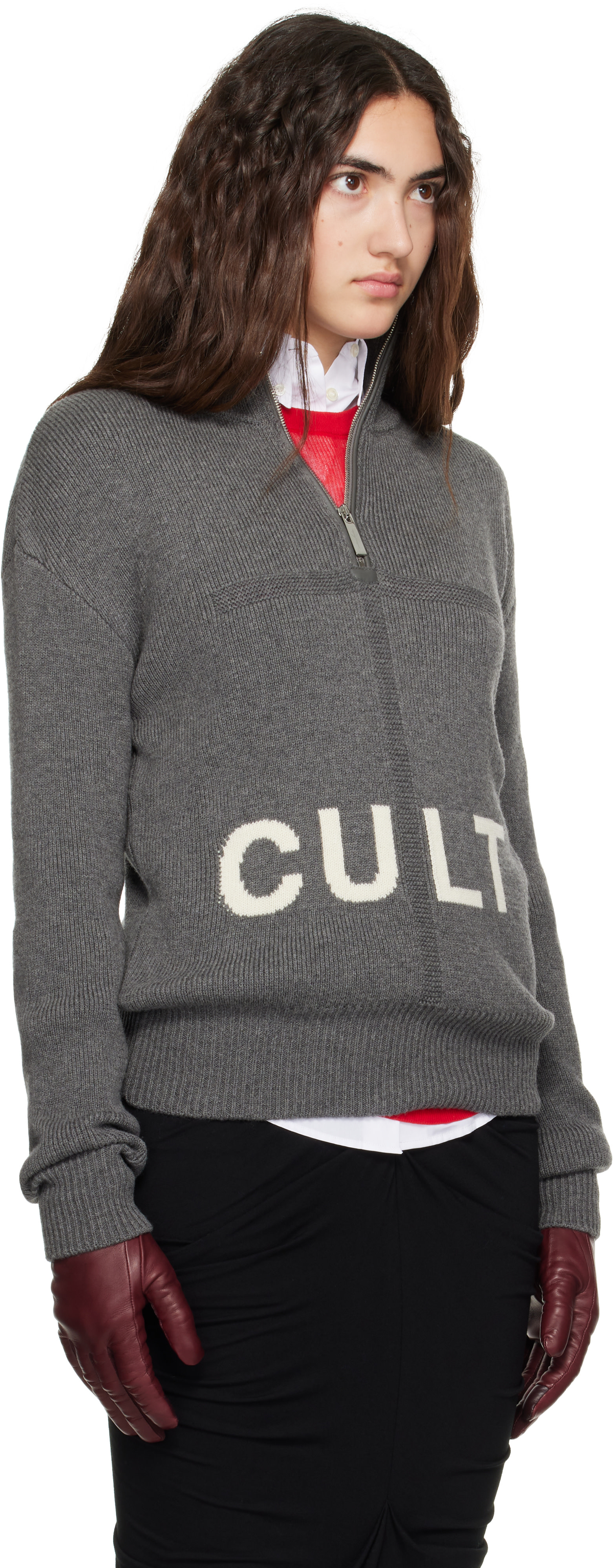 MATIÈRES FÉCALES - Pull 'Cult' gris