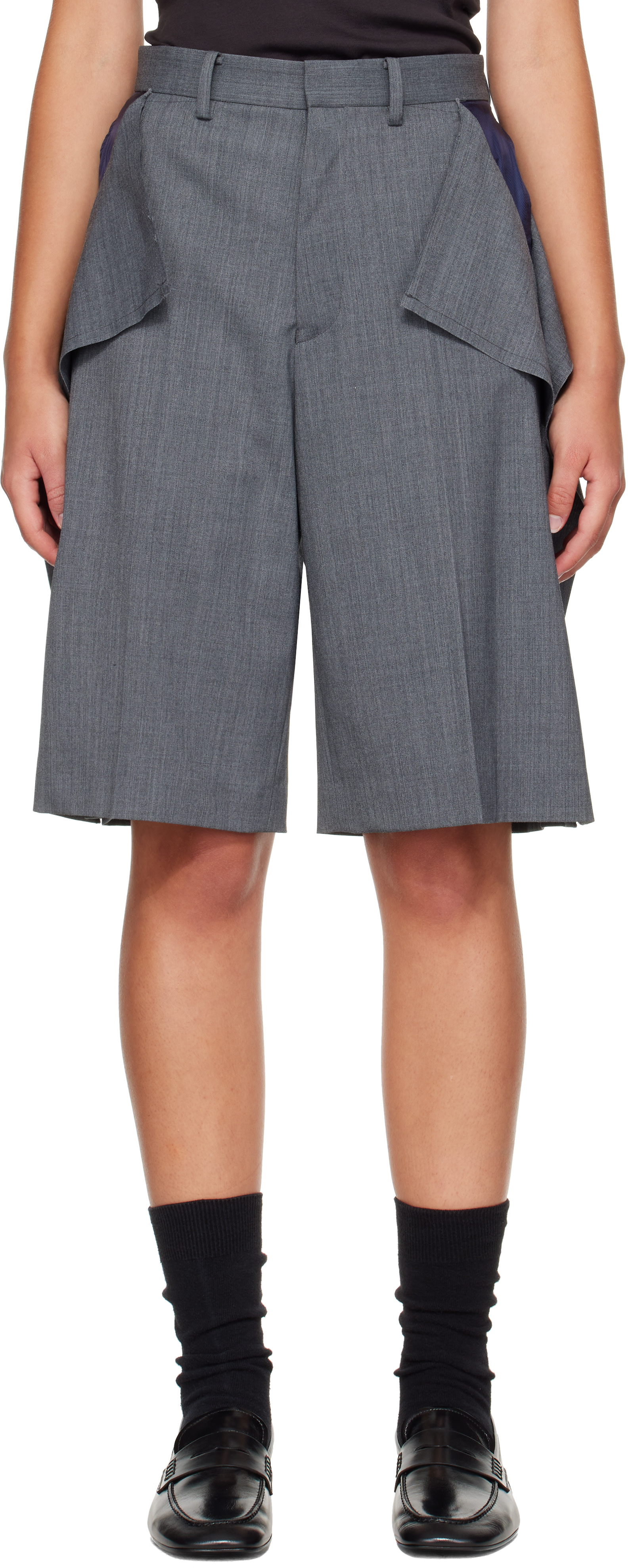 UNDERCOVER - Short long UP2F1505 gris à panneau