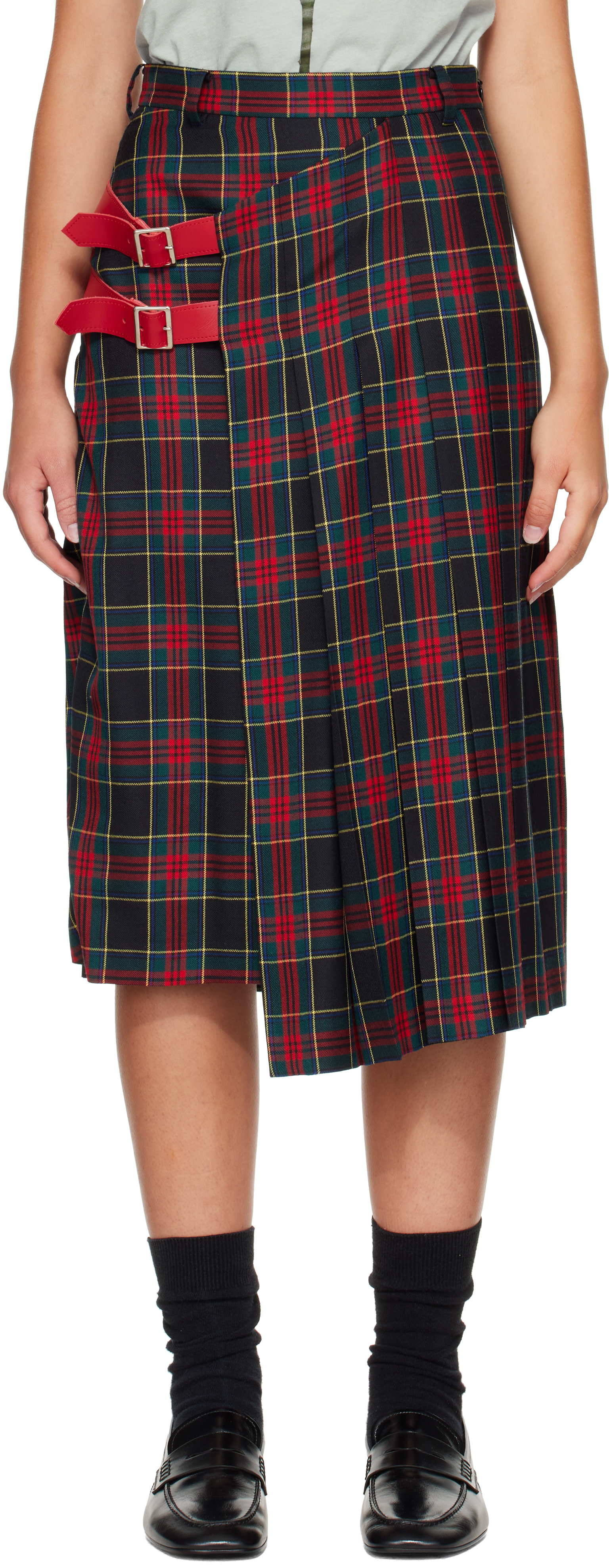 UNDERCOVER - Jupe midi UP2F1603 rouge et vert