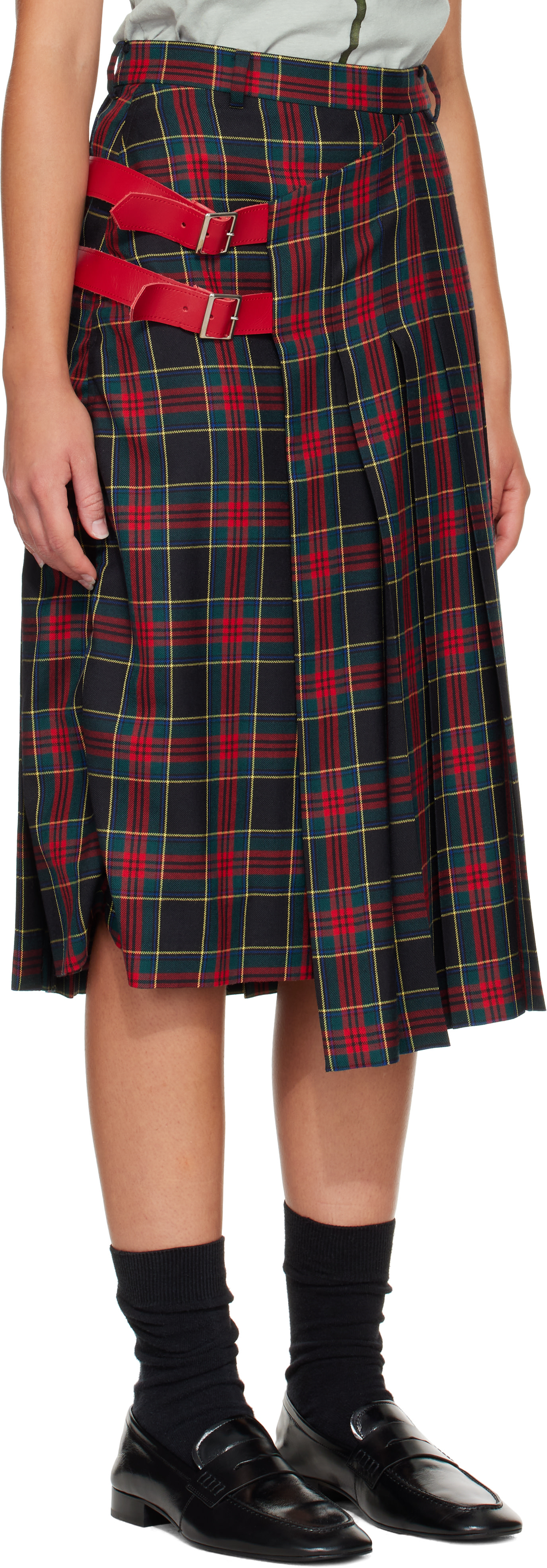 UNDERCOVER - Jupe midi UP2F1603 rouge et vert