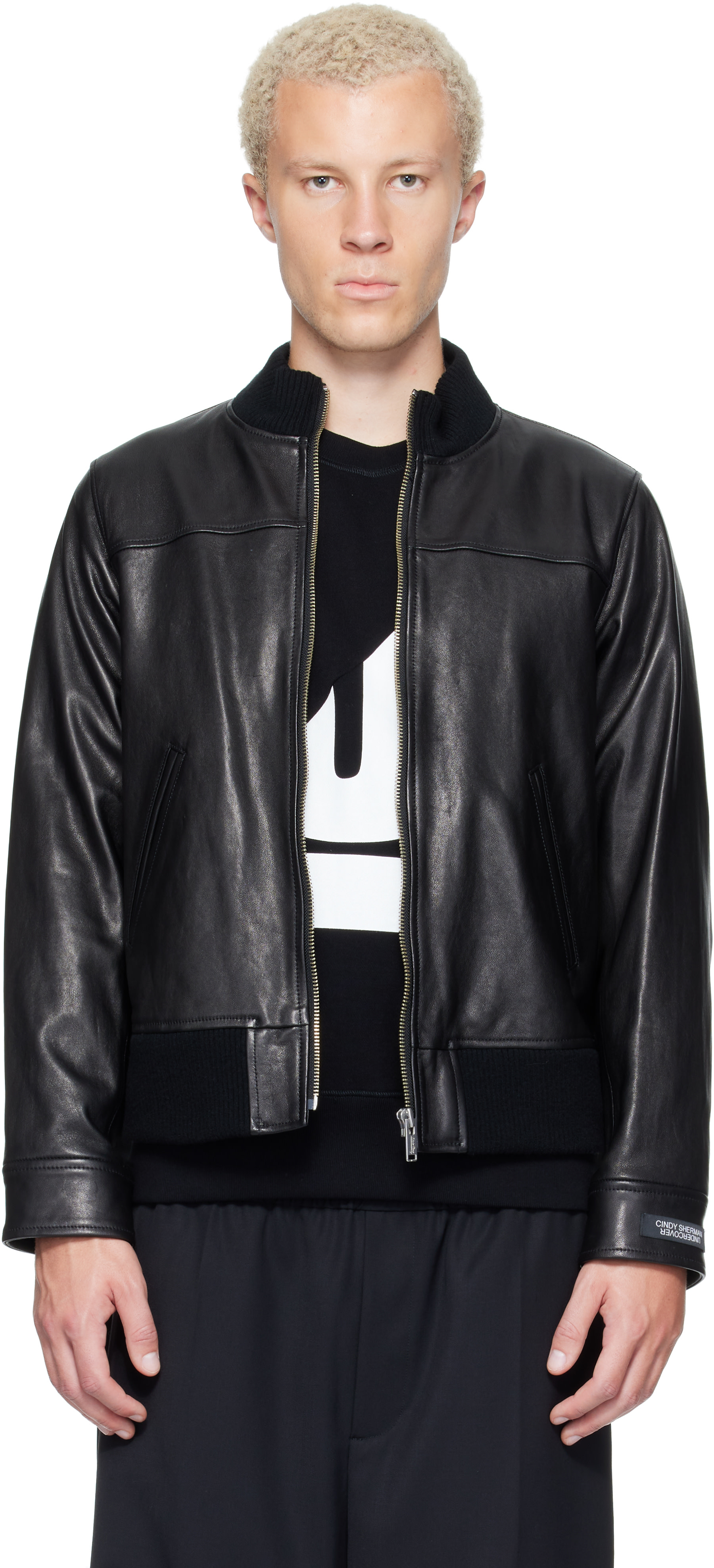 UNDERCOVER - Black Leather Blouson Jacket