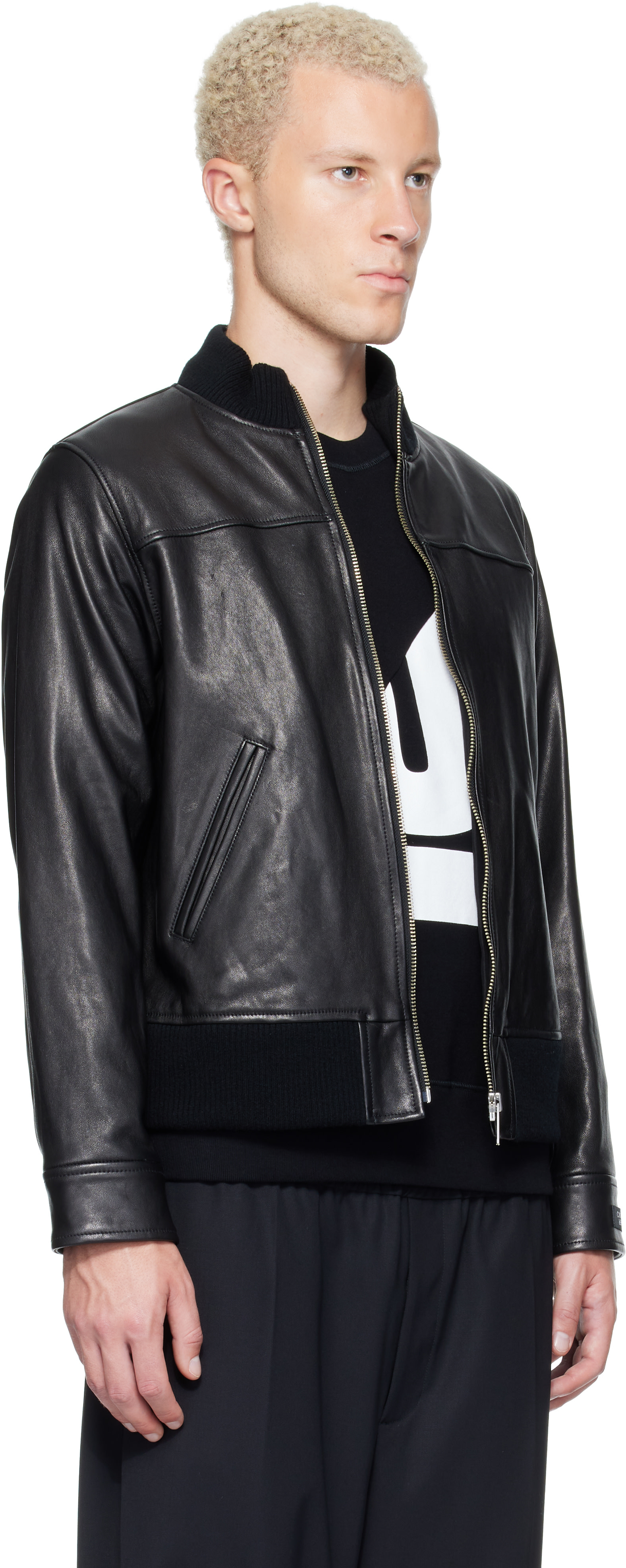 UNDERCOVER - Black Leather Blouson Jacket