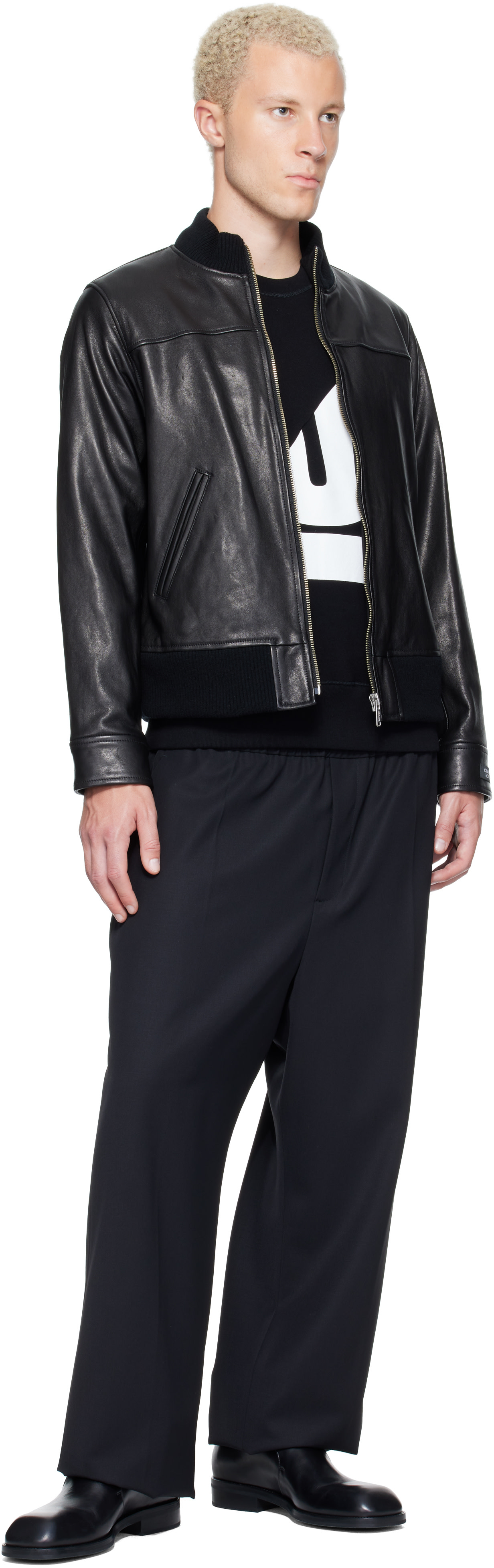 UNDERCOVER - Black Leather Blouson Jacket