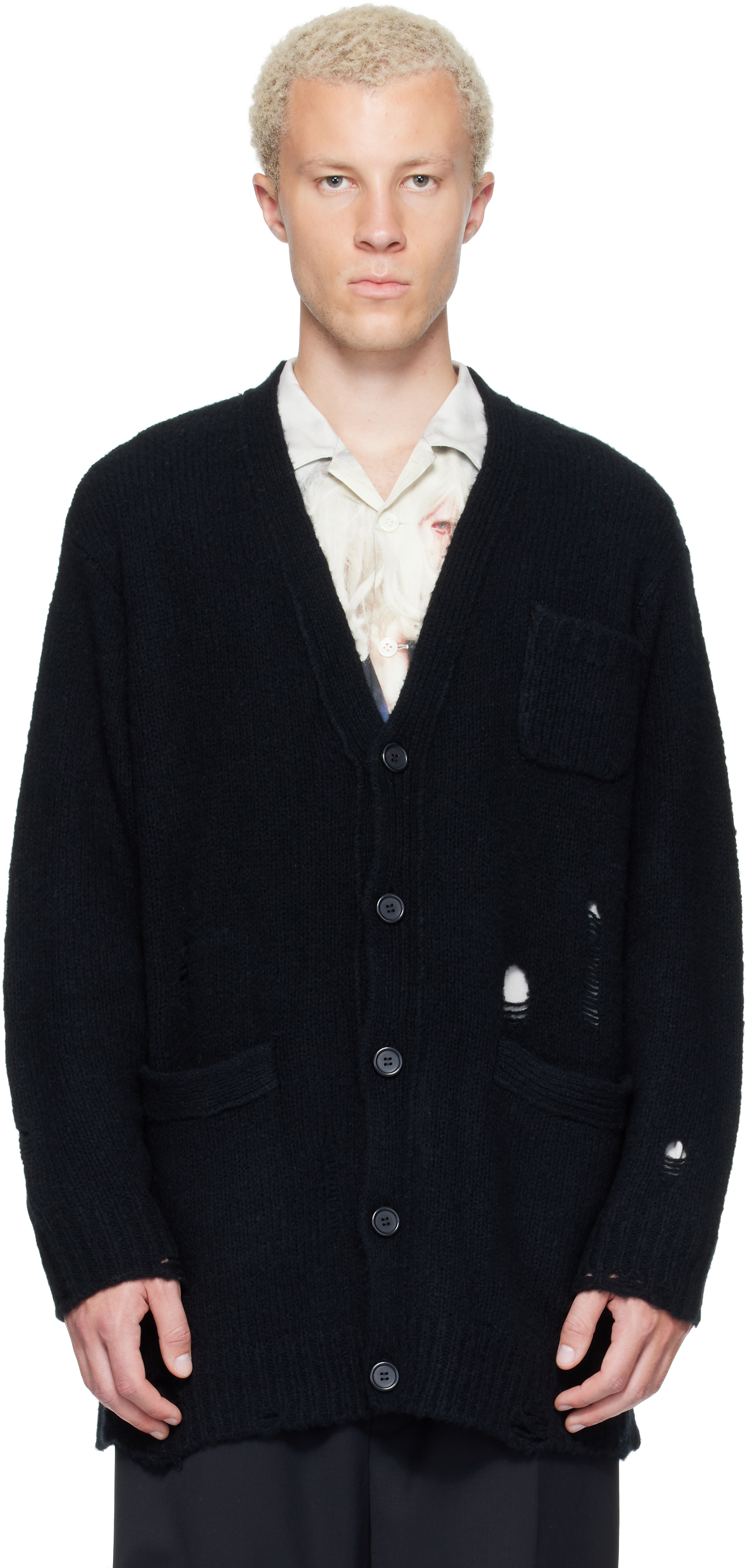 UNDERCOVER - Black Distressed Cardigan
