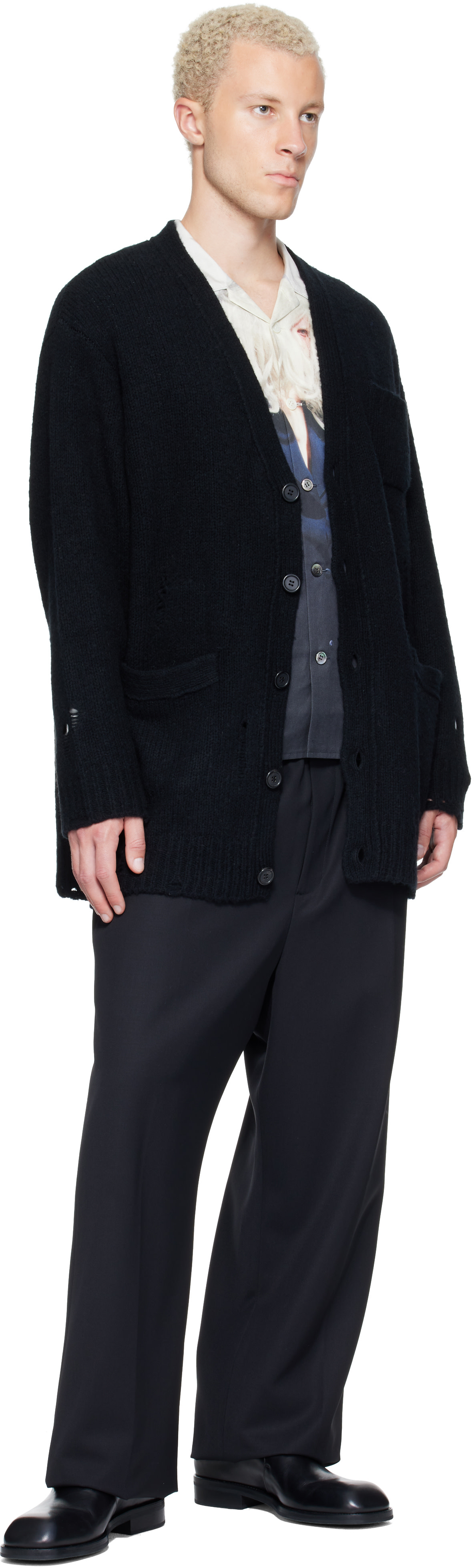 UNDERCOVER - Black Distressed Cardigan