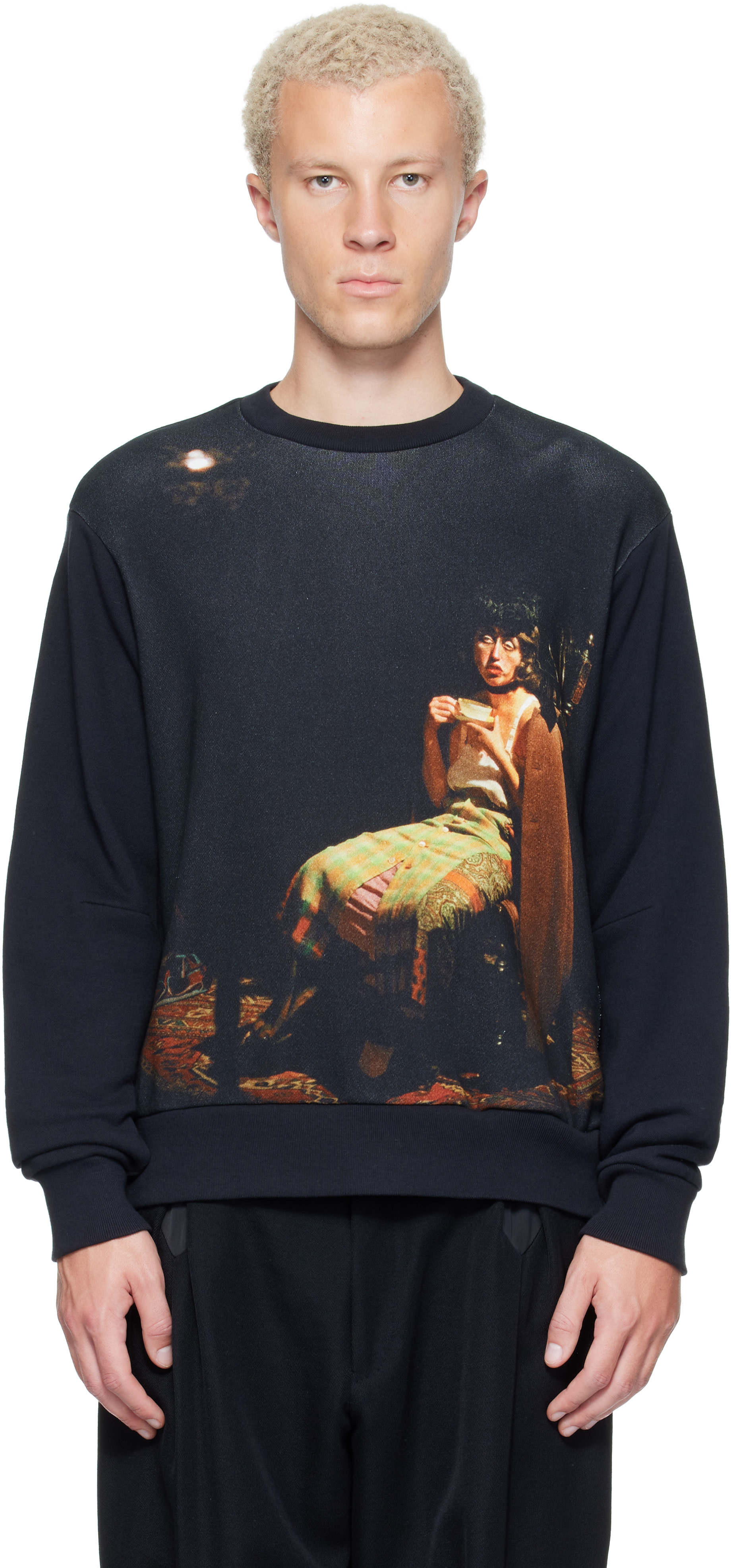 UNDERCOVER - Pull noir à image par Cindy Sherman