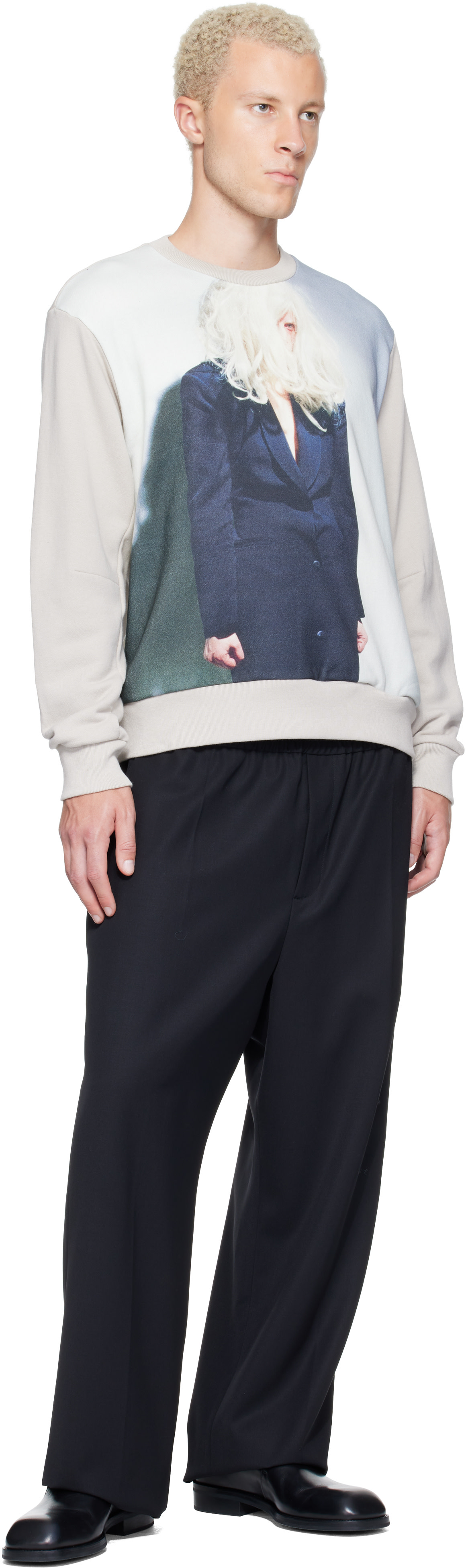 UNDERCOVER - Pull molletonné gris à image par Cindy Sherman