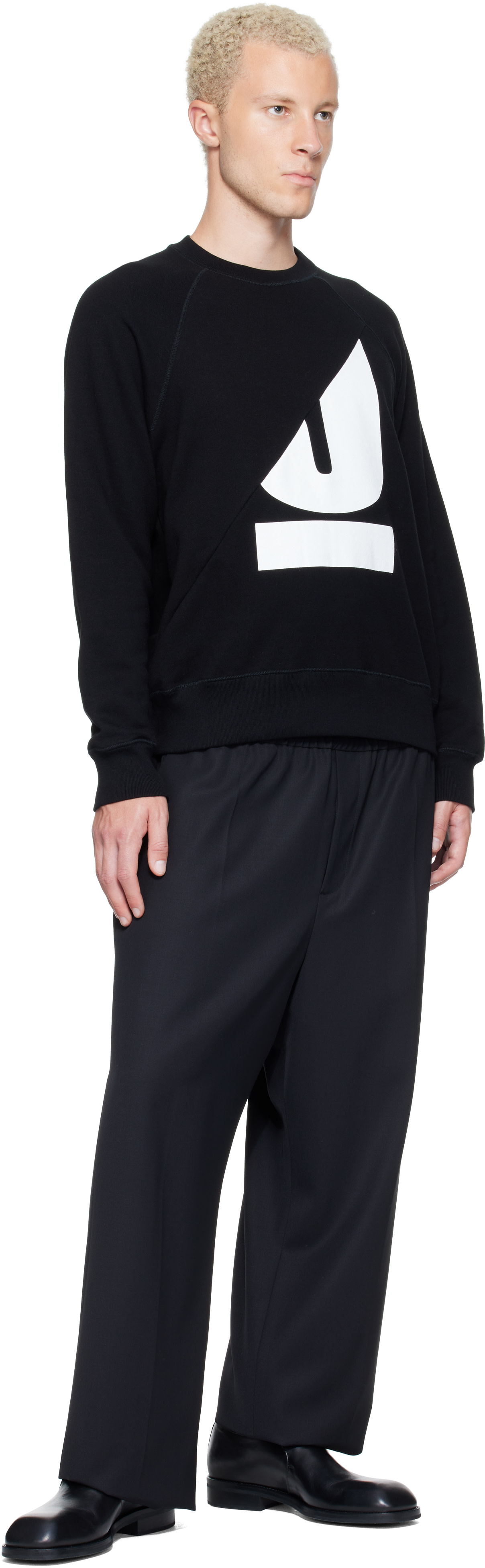 UNDERCOVER - Pull molletonné noir à logo