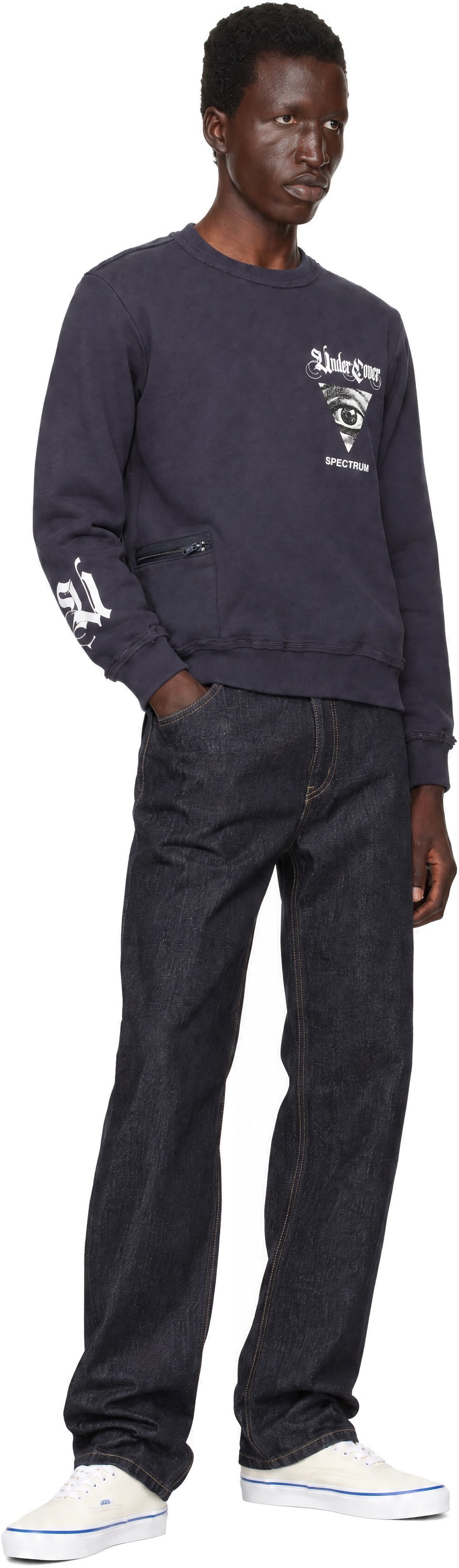 UNDERCOVER - Pull molletonné UP2F9803 bleu marine