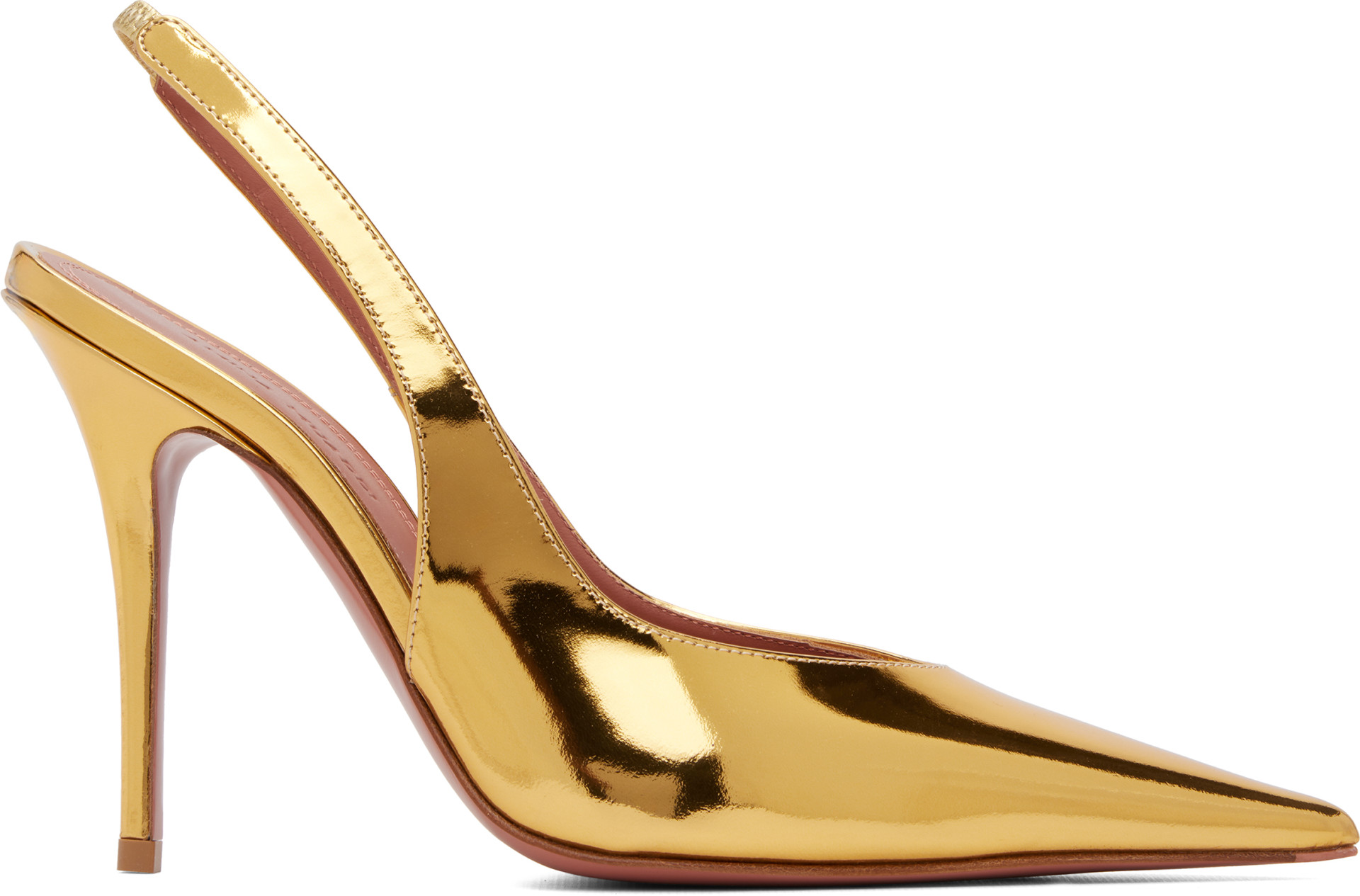 Amina Muaddi: Gold Anok Sling 105 Heels | SSENSE