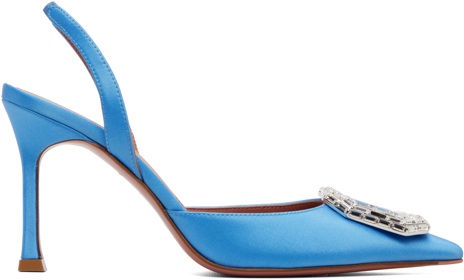 Amina Muaddi: Blue Camelia Sling 90 Heels | SSENSE