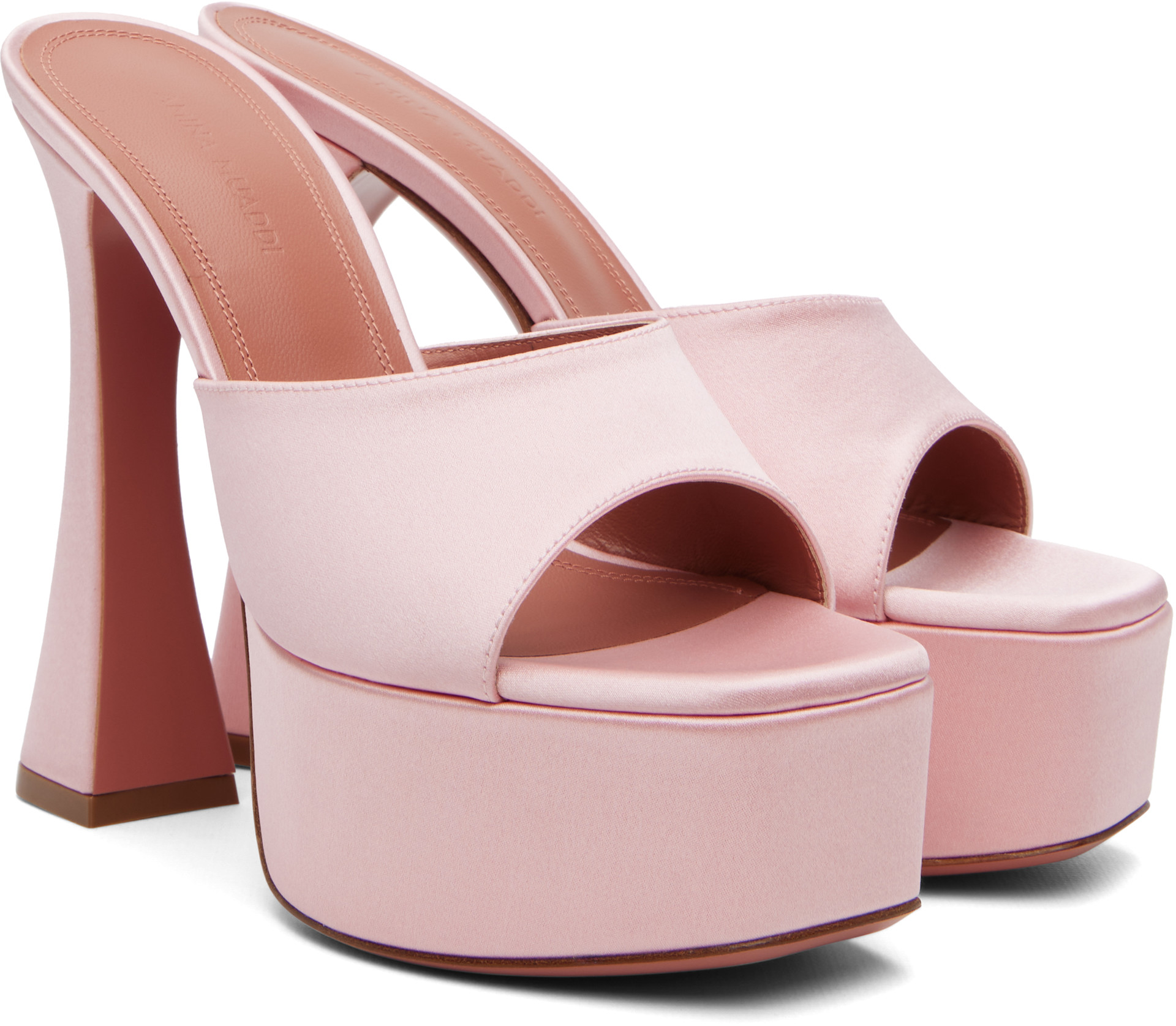 Amina Muaddi: SSENSE Exclusive Pink Dalida Slipper 140 Heeled