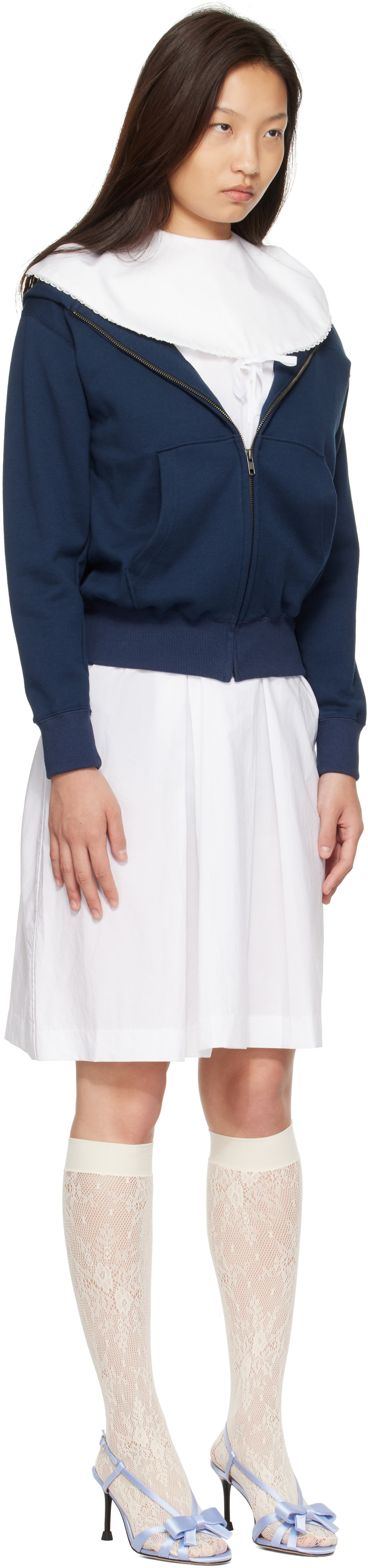 Ans Dotsloevner: ホワイト＆ネイビー Docking Plated Collar 