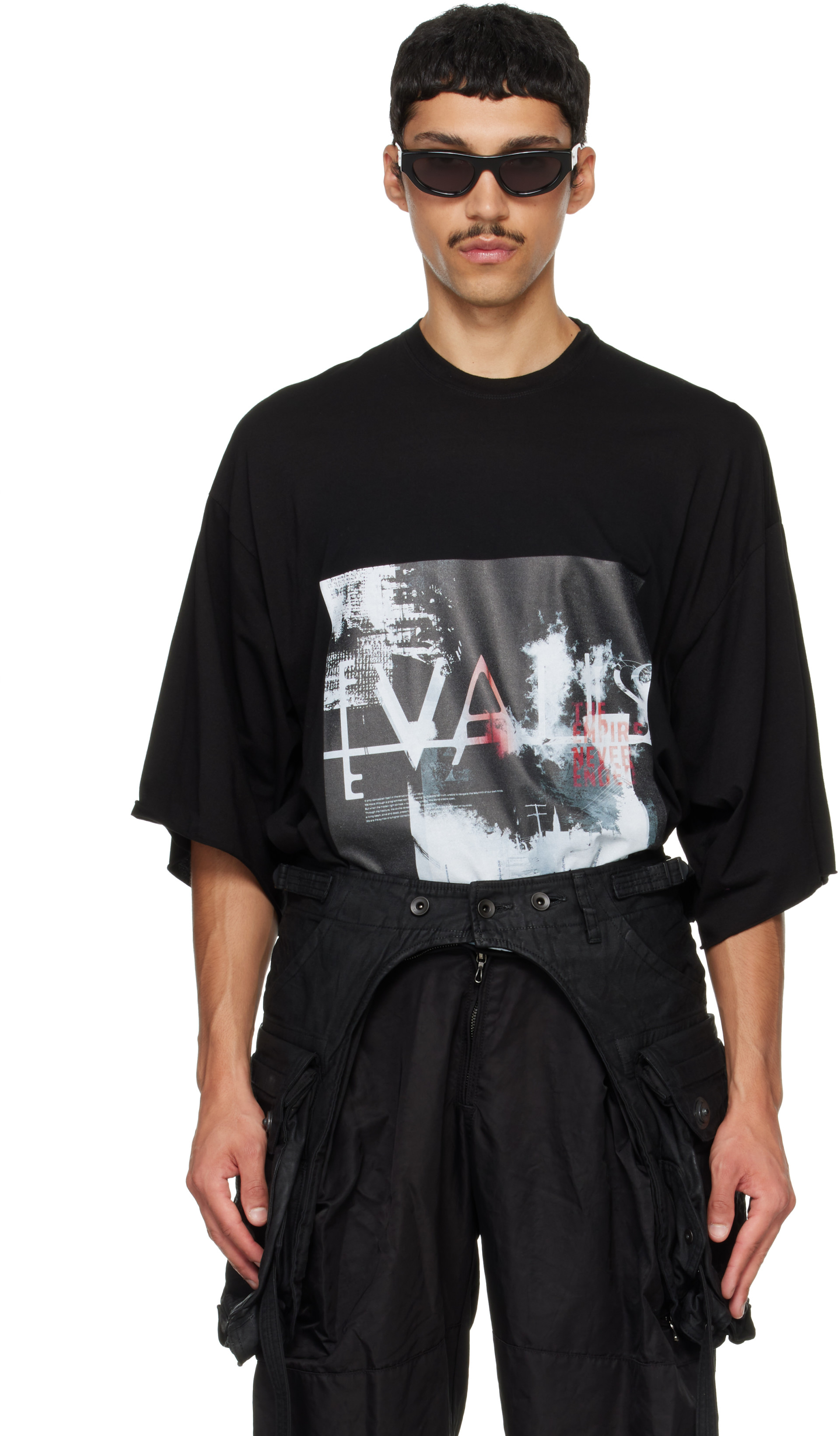 Julius - Black Cotton Back Satin Cargo Belt Rig