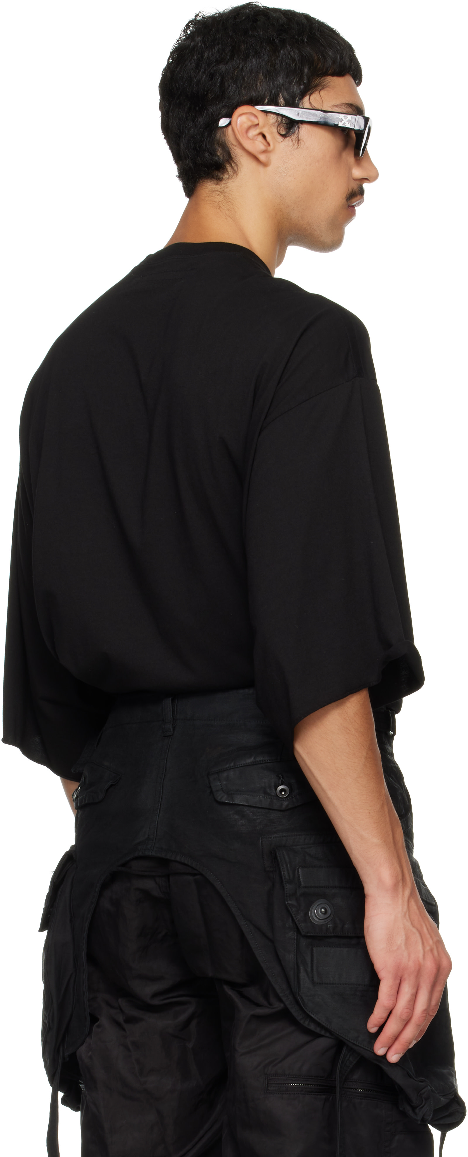 Julius - Black Cotton Back Satin Cargo Belt Rig