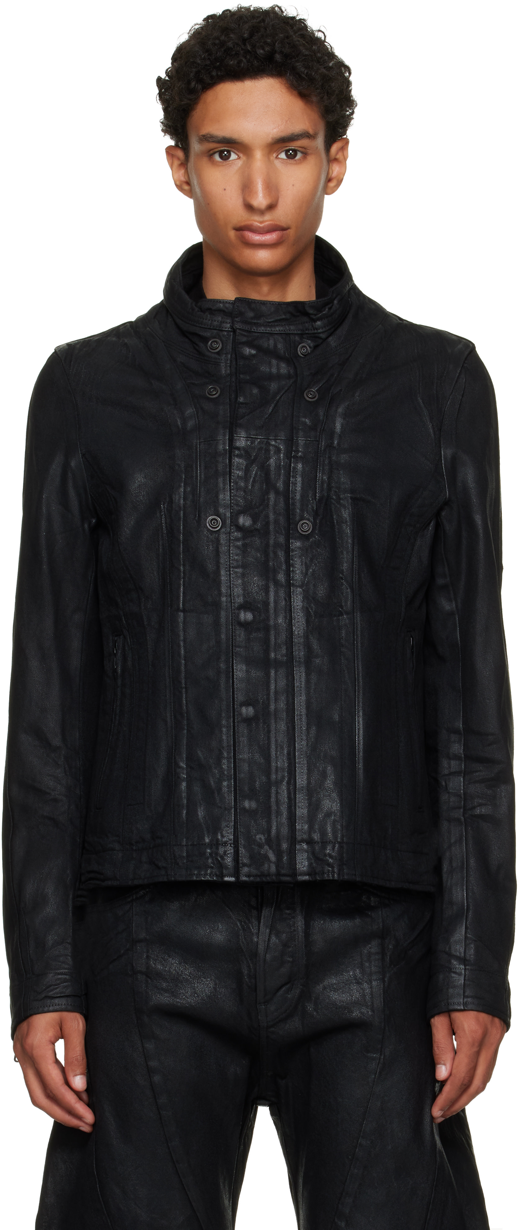 Julius - Black Urban Seamed Denim Jacket