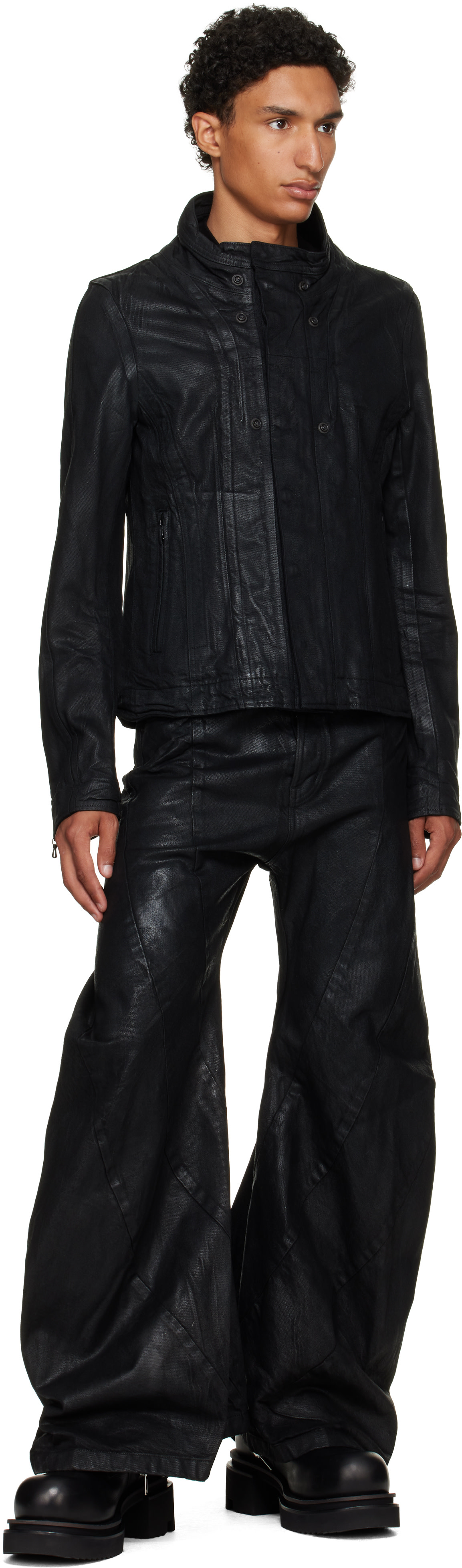 Julius - Black Urban Seamed Denim Jacket