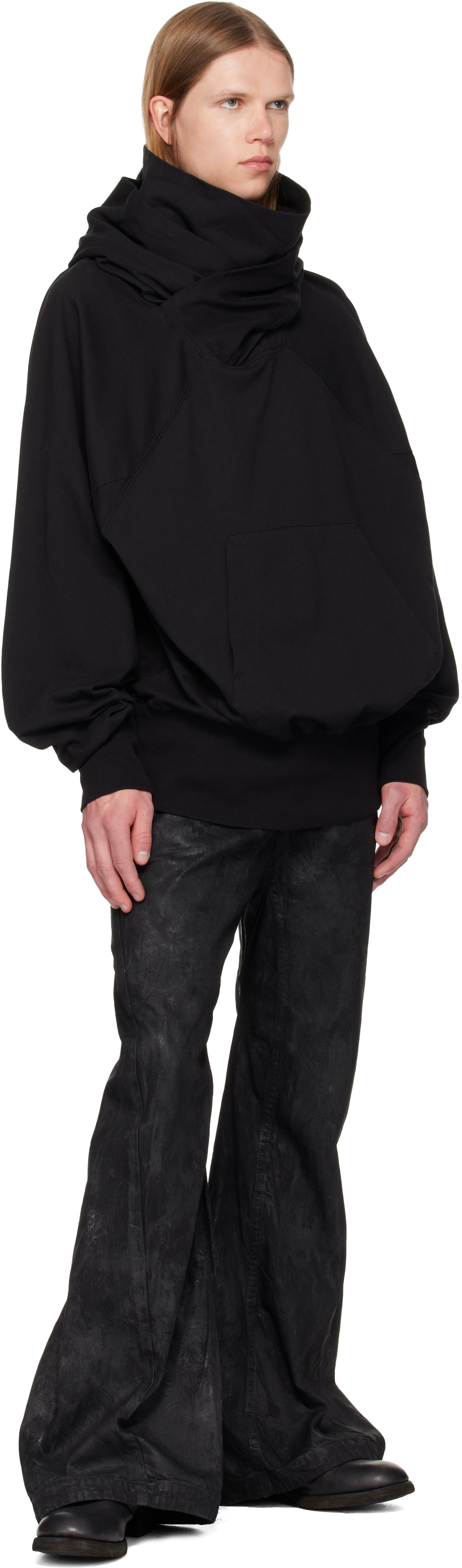 Julius: Black Coated Jet Jeans | SSENSE