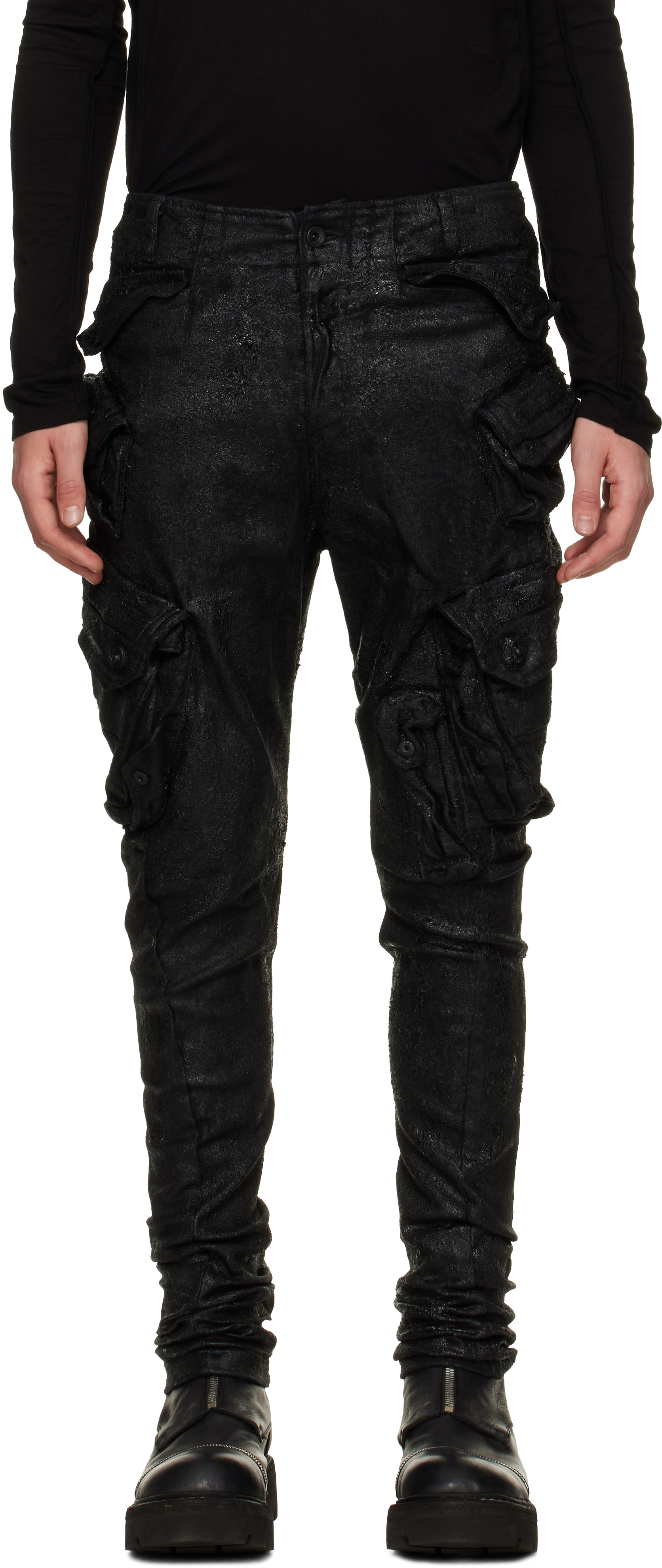 Julius - Black Gas Mask Nallow Cargo Pants