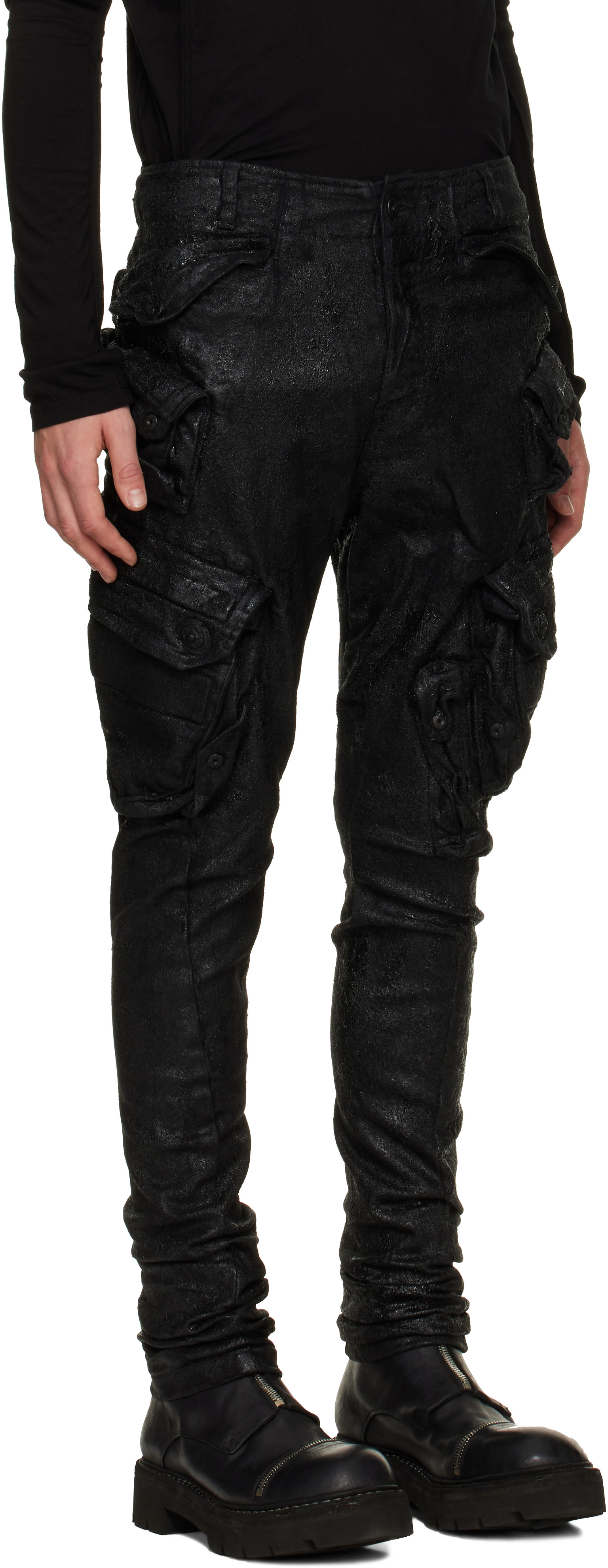 Julius - Black Gas Mask Nallow Cargo Pants