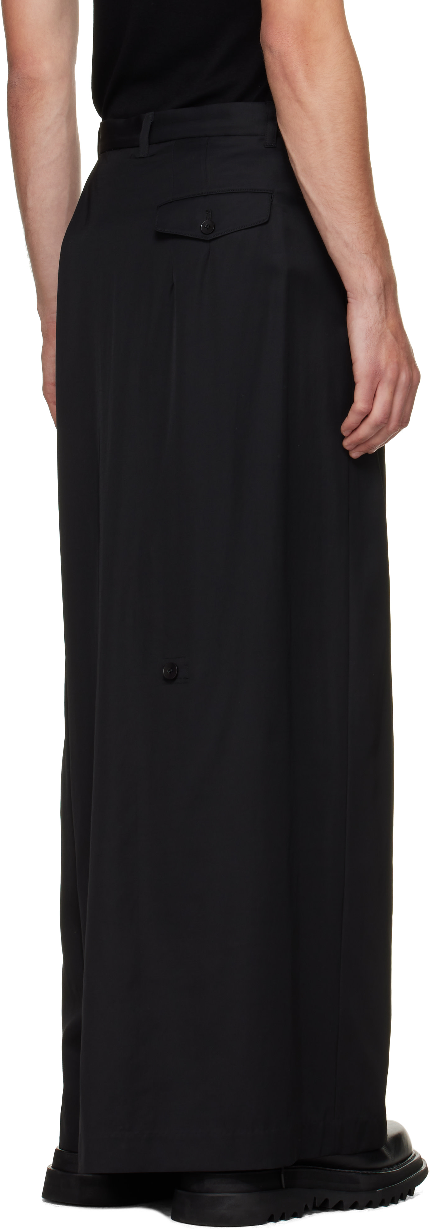 Julius - Pantalon noir à assemblage portefeuille