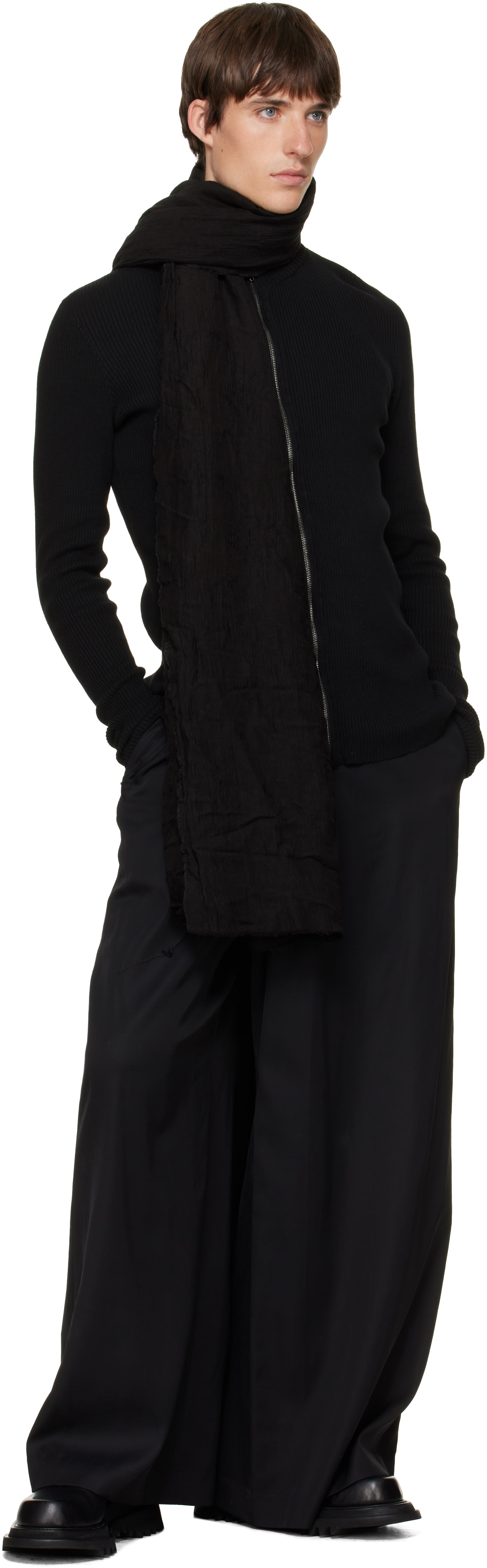 Julius - Pantalon noir à assemblage portefeuille