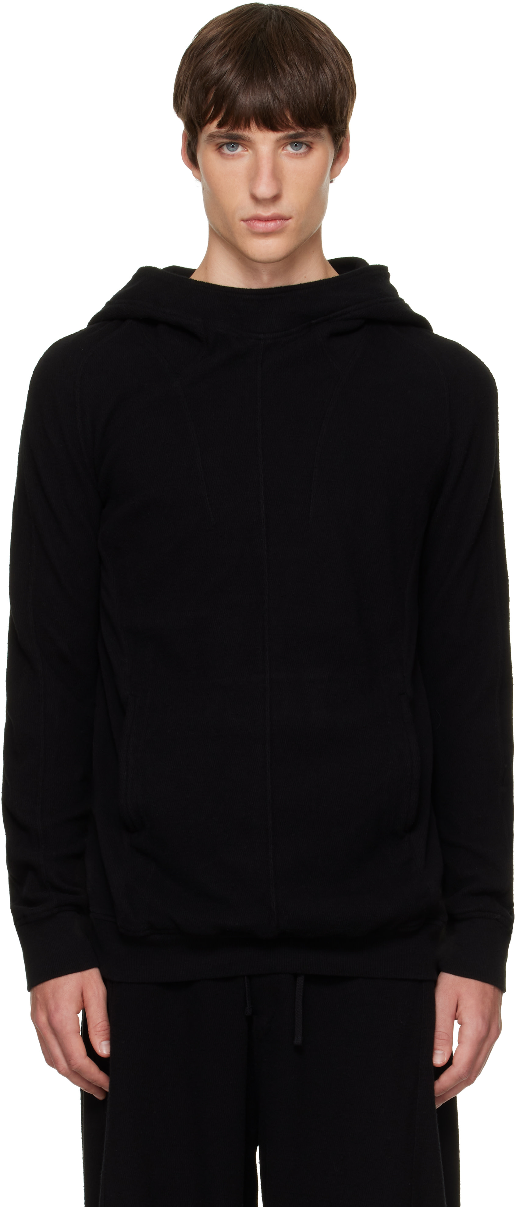 Julius - Pull à capuche noir à pinces