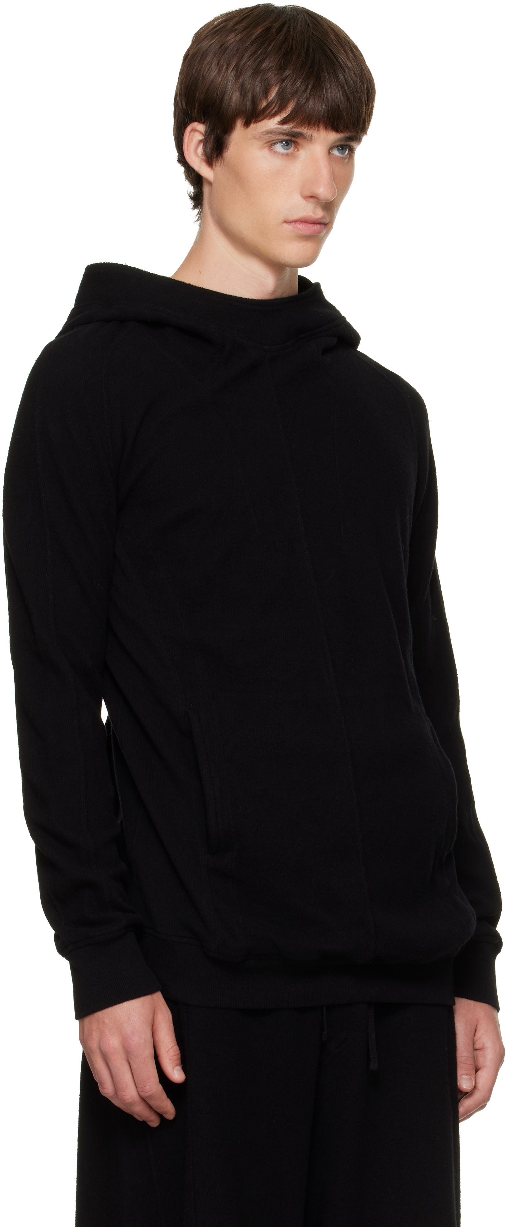 Julius - Pull à capuche noir à pinces