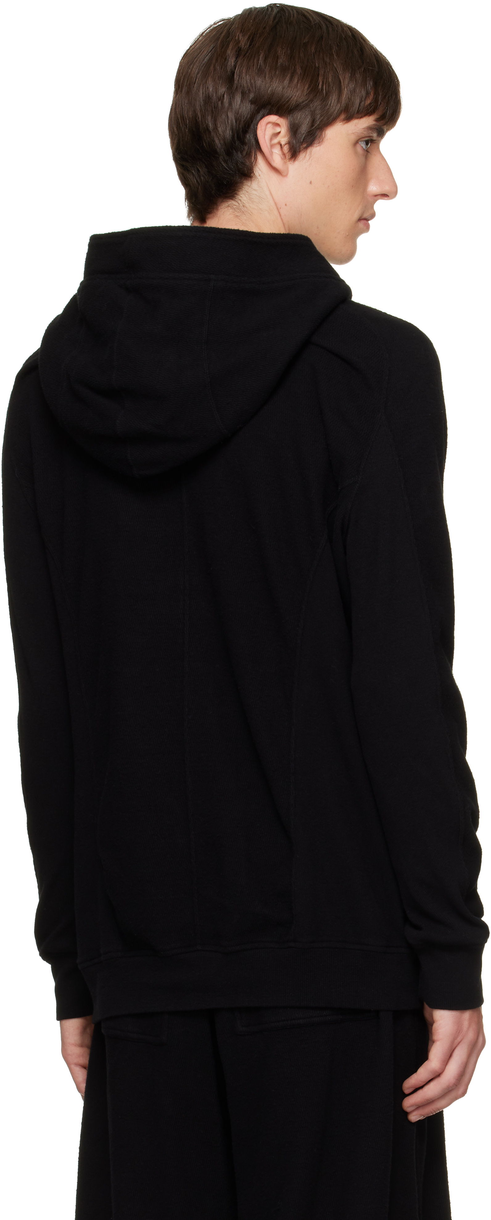 Julius - Pull à capuche noir à pinces