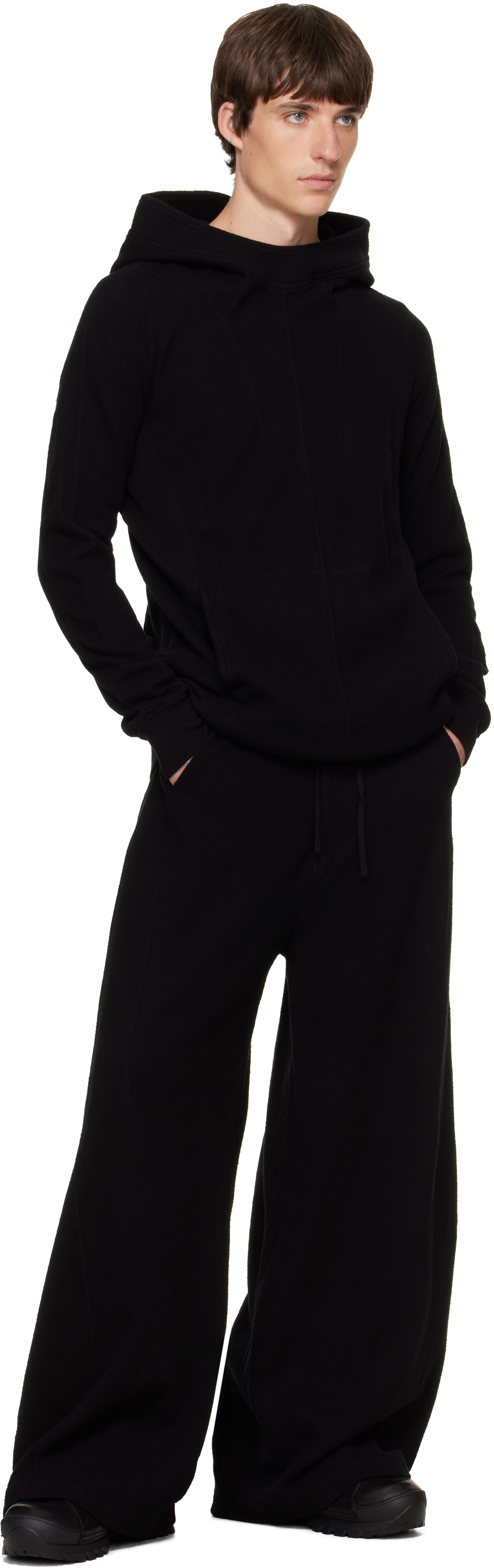 Julius - Pull à capuche noir à pinces
