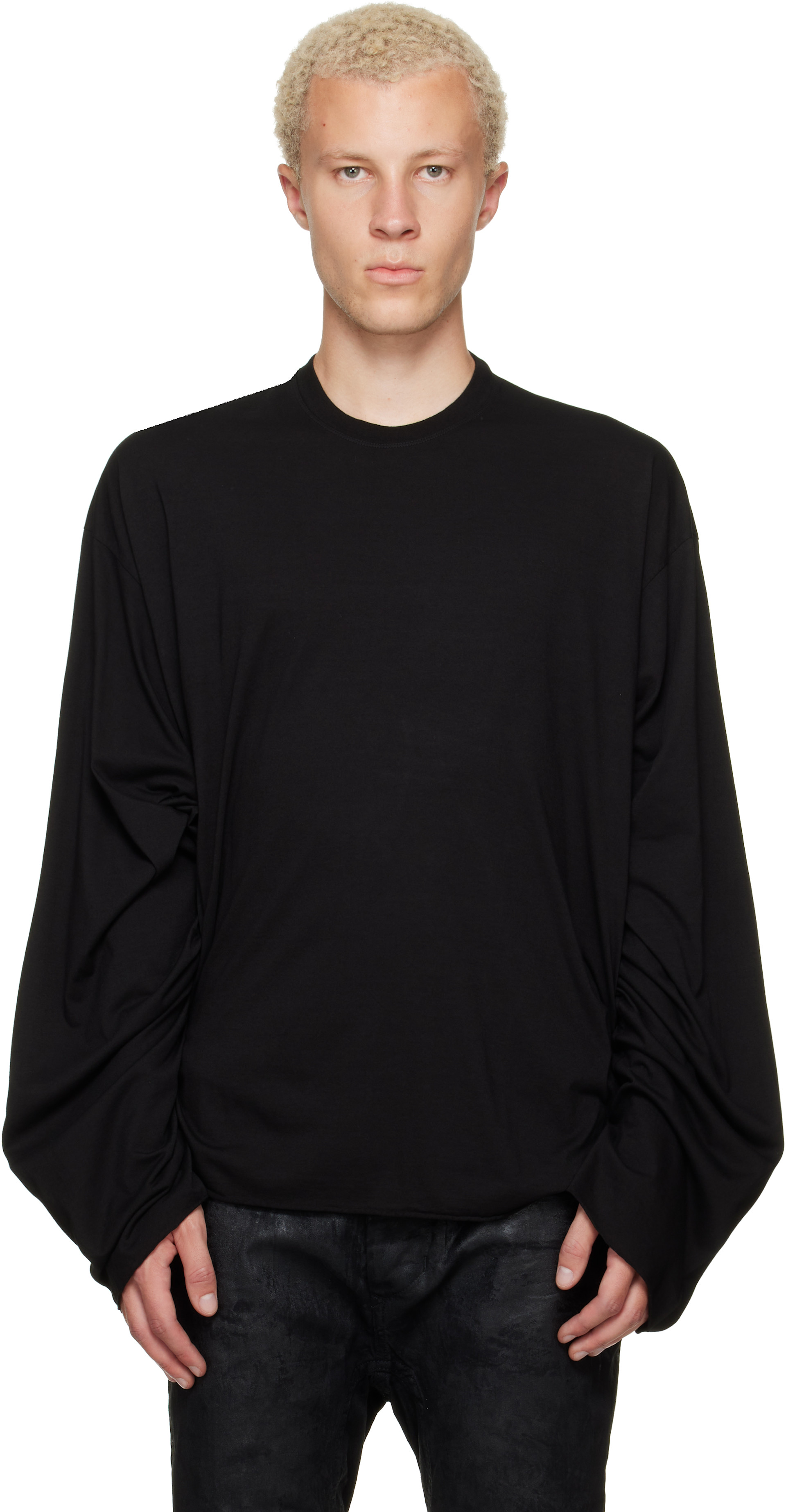 Julius: Black Long Sleeve Over T-shirt | SSENSE Canada
