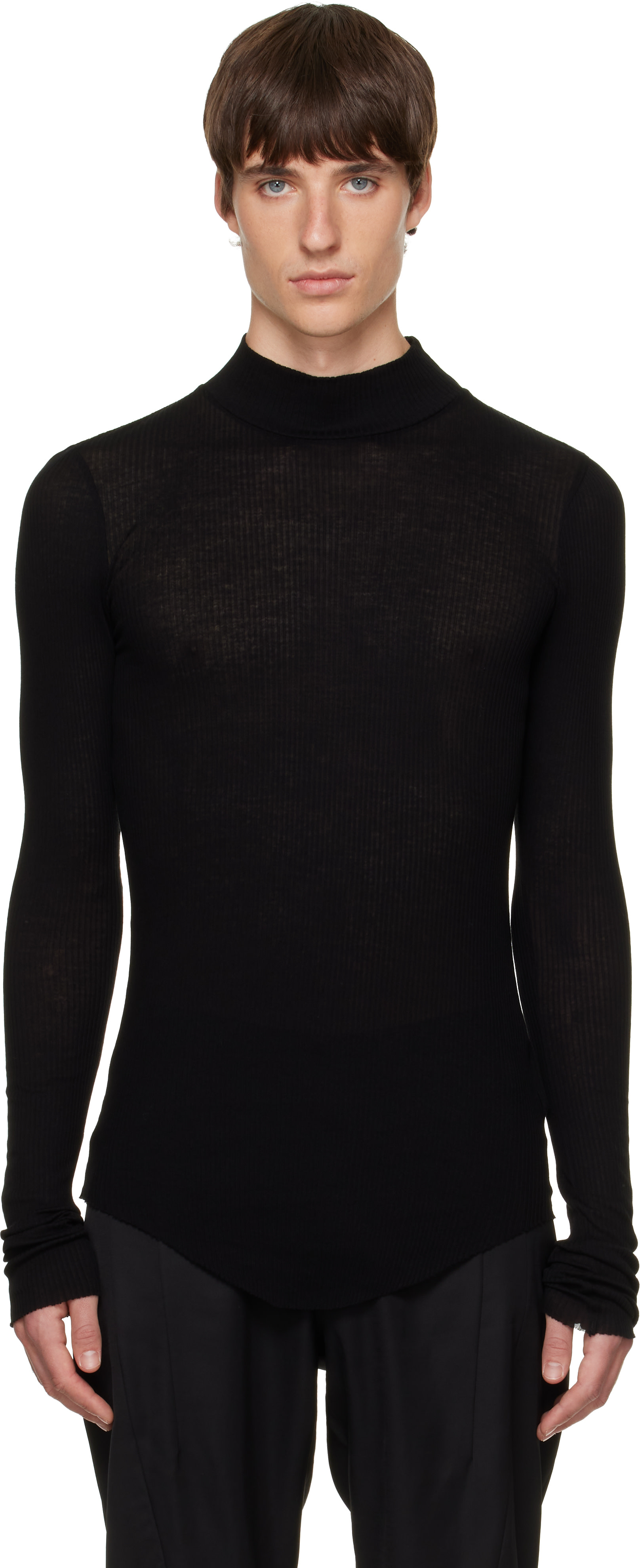 Julius: Black High Neck Skinny T-shirt | SSENSE