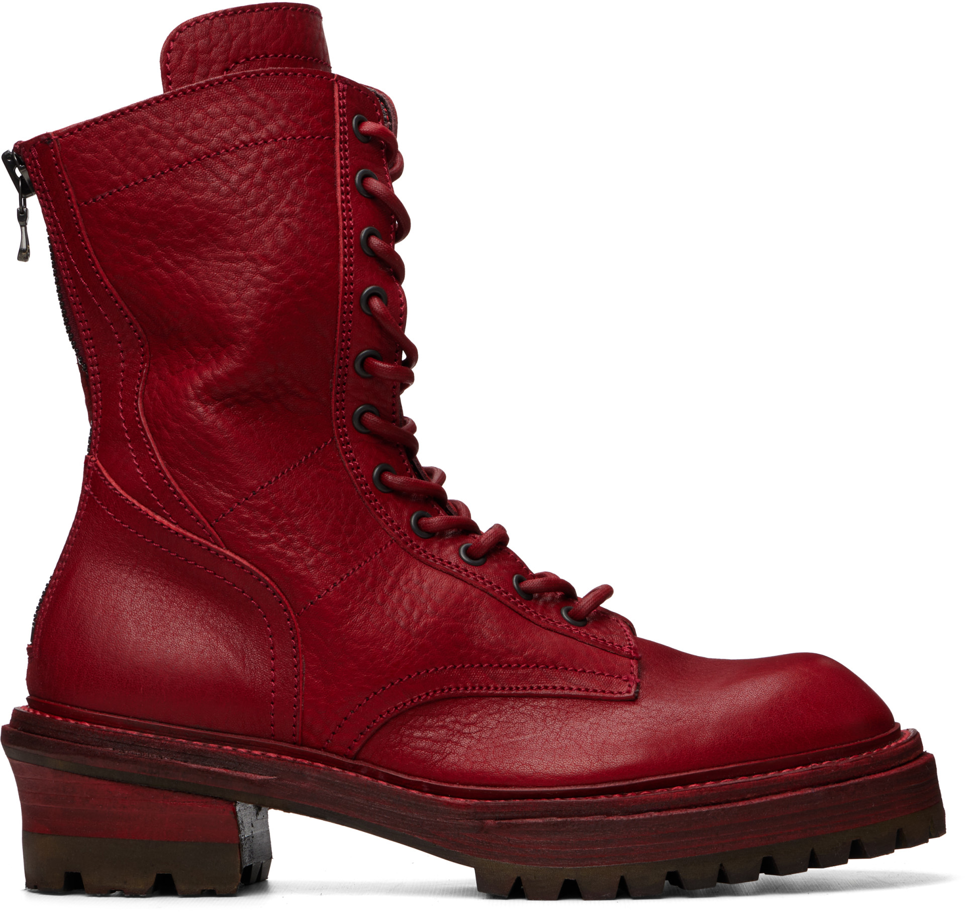 Julius - Red Side Zip Lace Up Boots