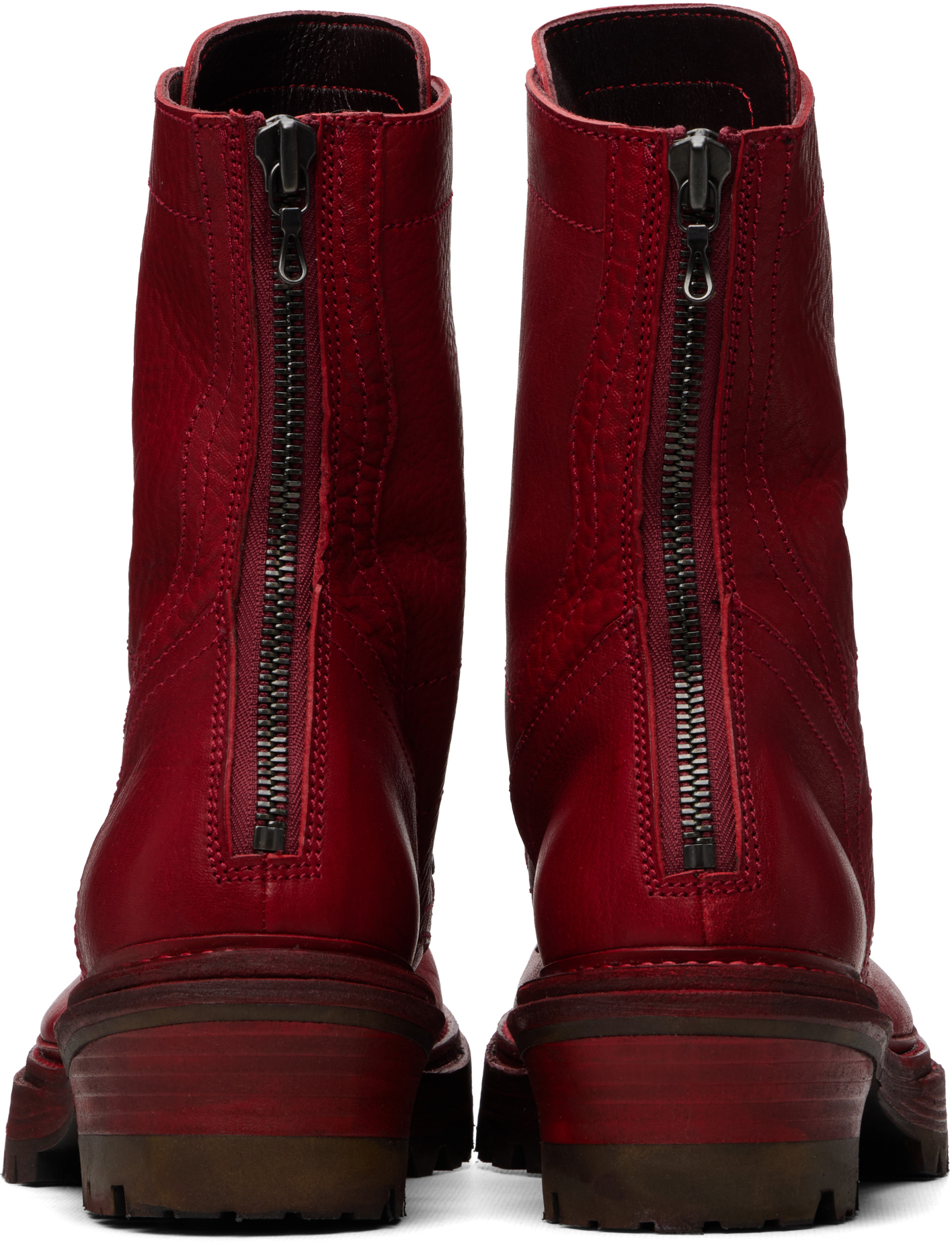 Julius - Red Side Zip Lace Up Boots