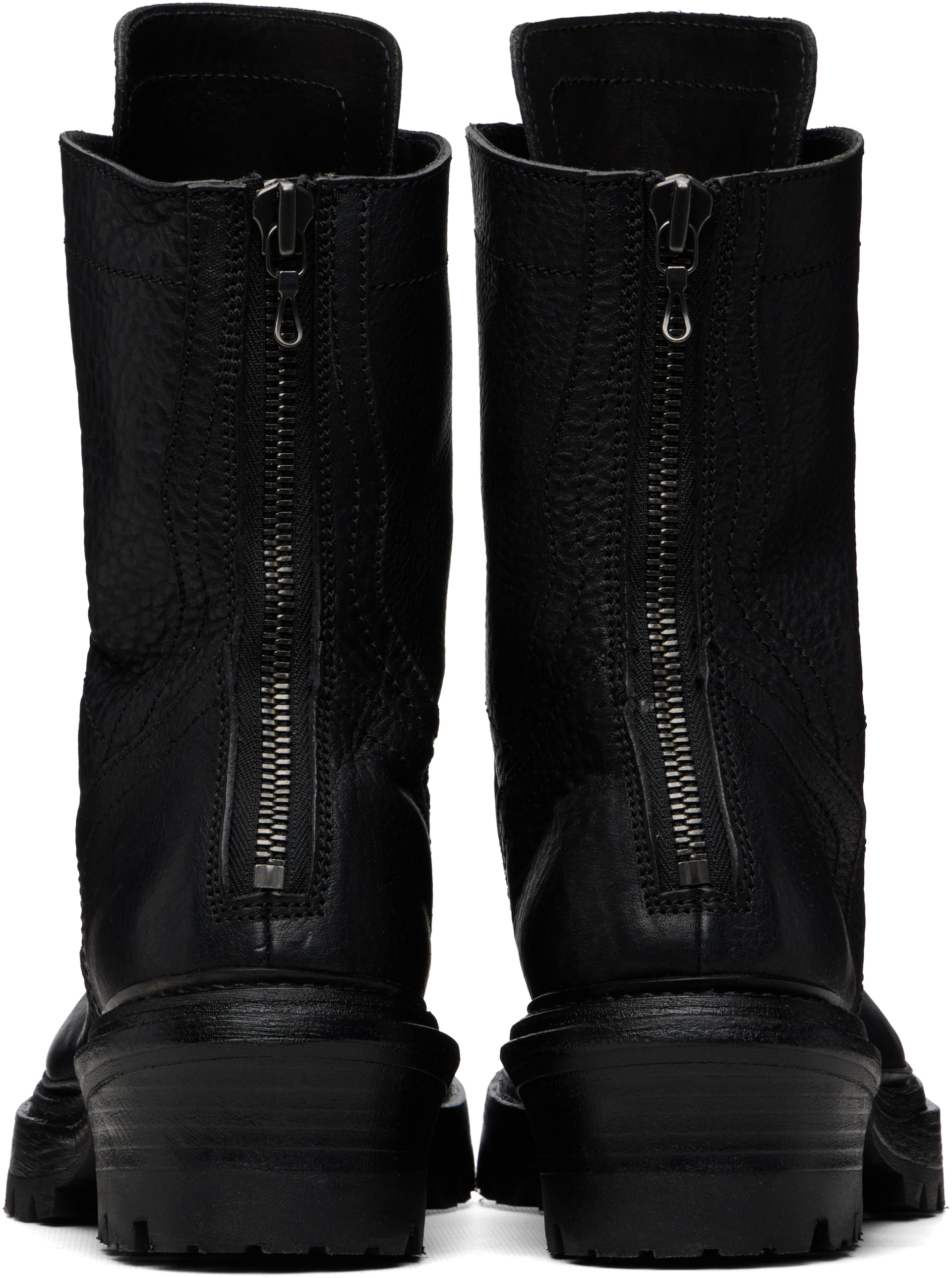 Julius - Black Side Zip Lace Up Boots