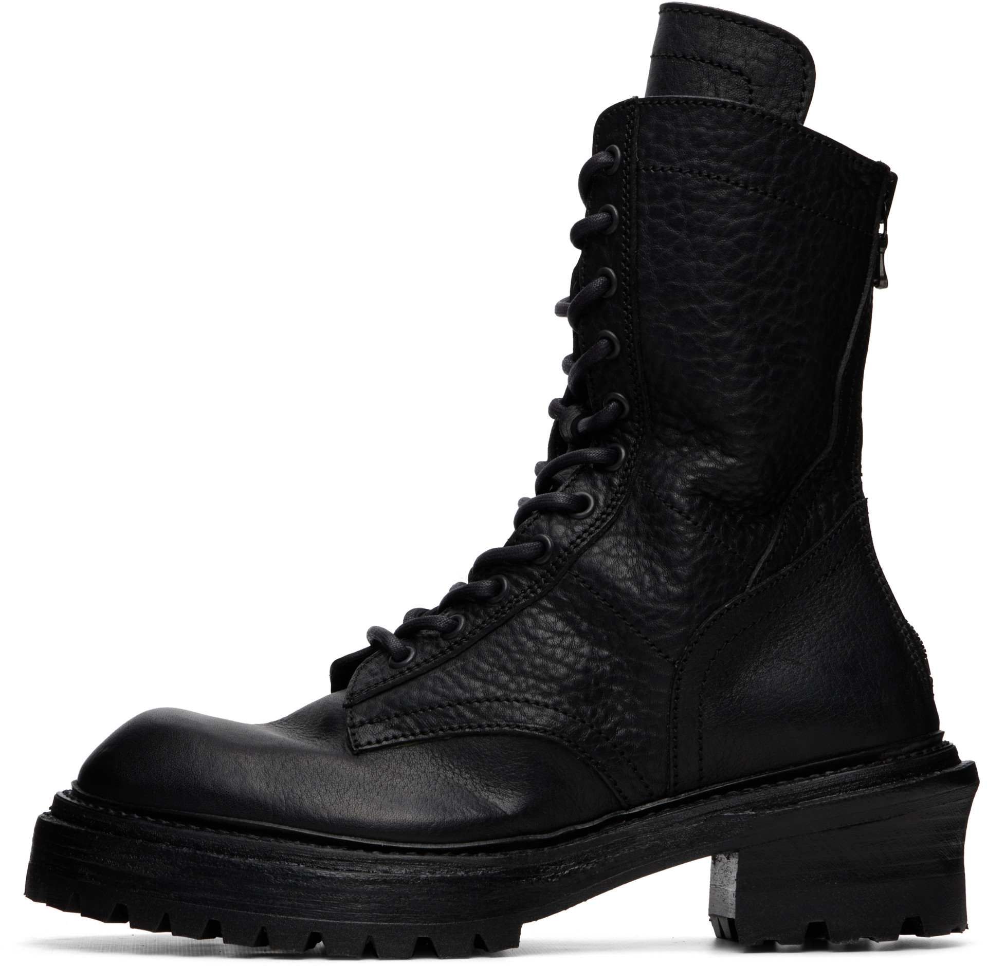 Julius - Black Side Zip Lace Up Boots
