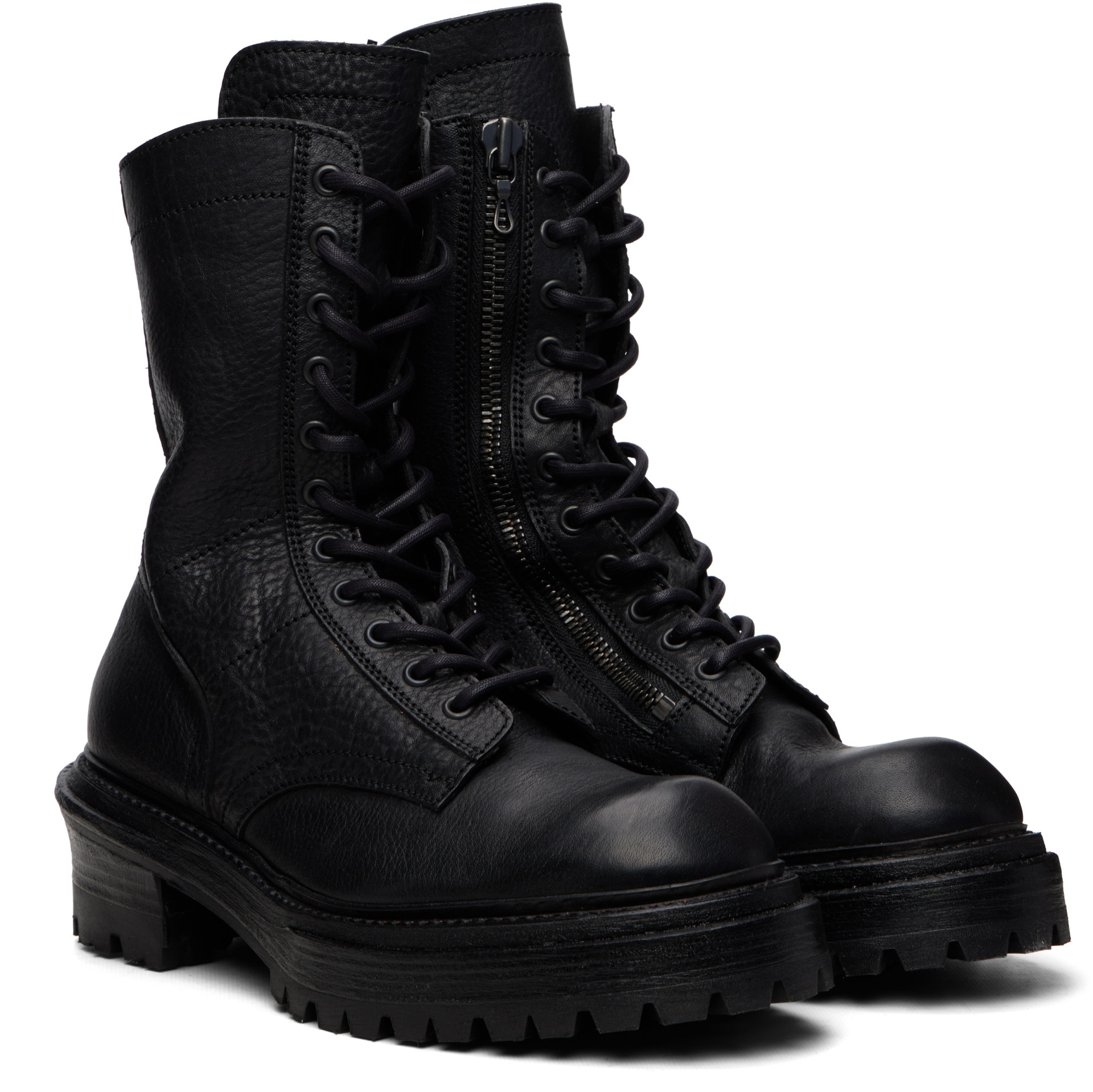 Julius - Black Side Zip Lace Up Boots