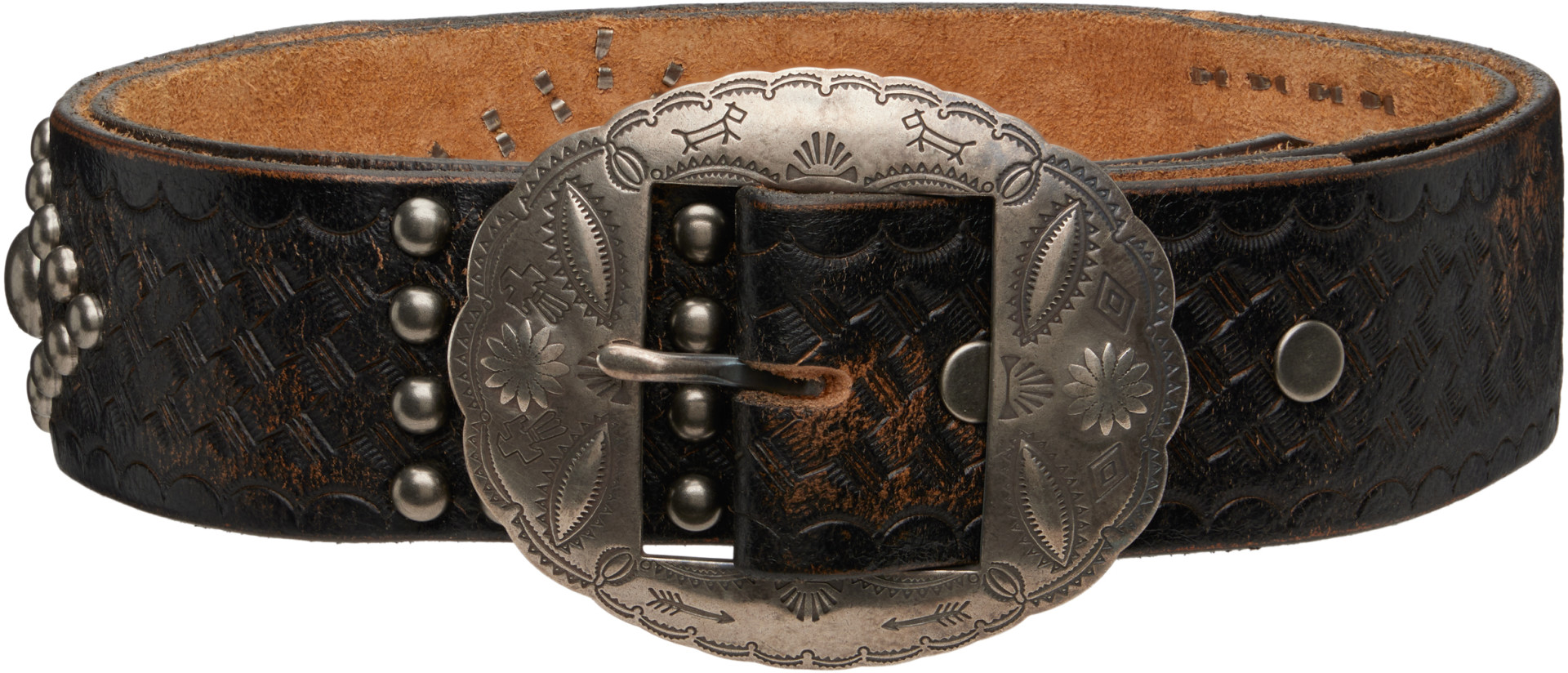 RRL - Black Studded Leather Belt