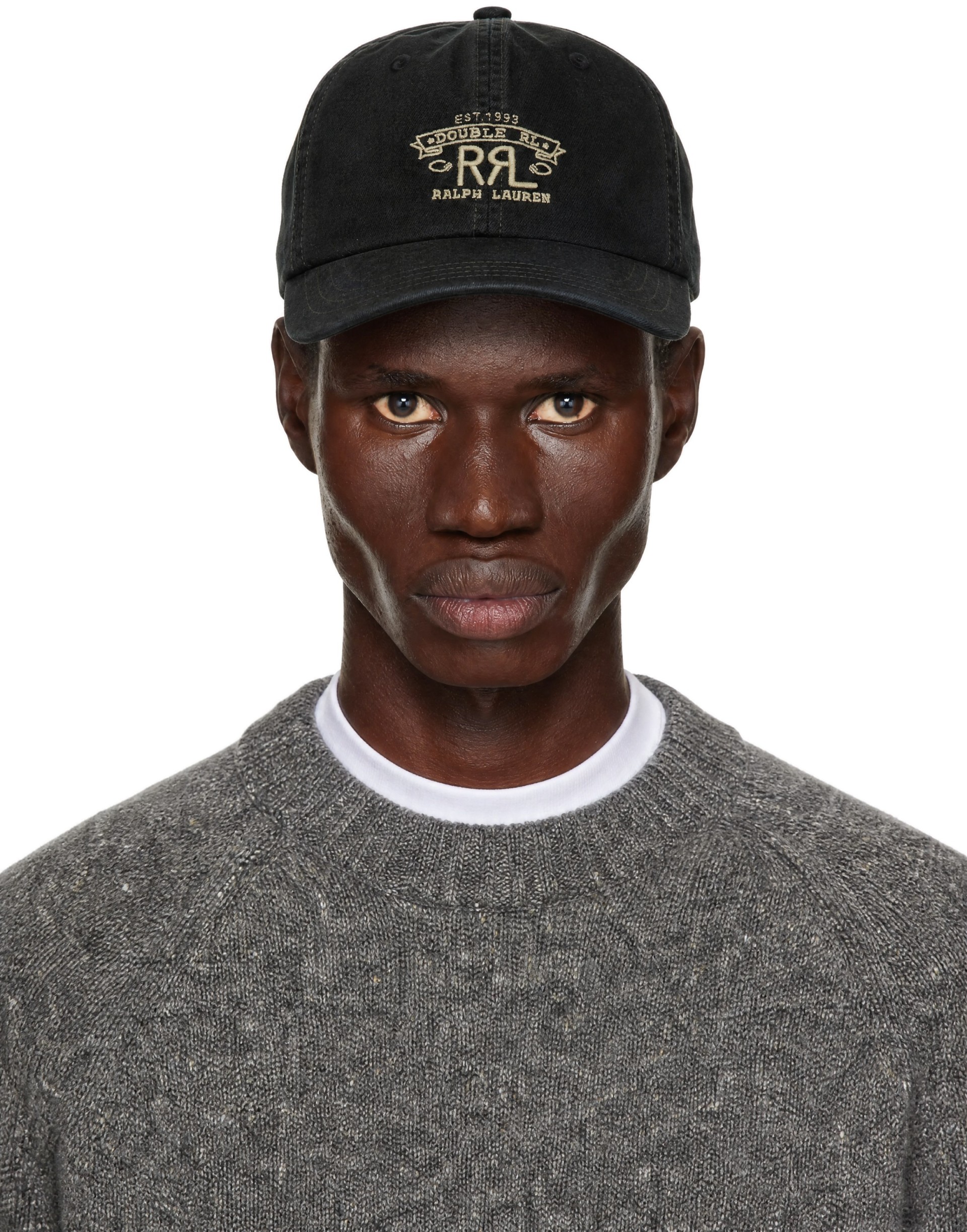RRL: Black 'RRL' Ranch Logo Sportsman Cap | SSENSE Netherlands