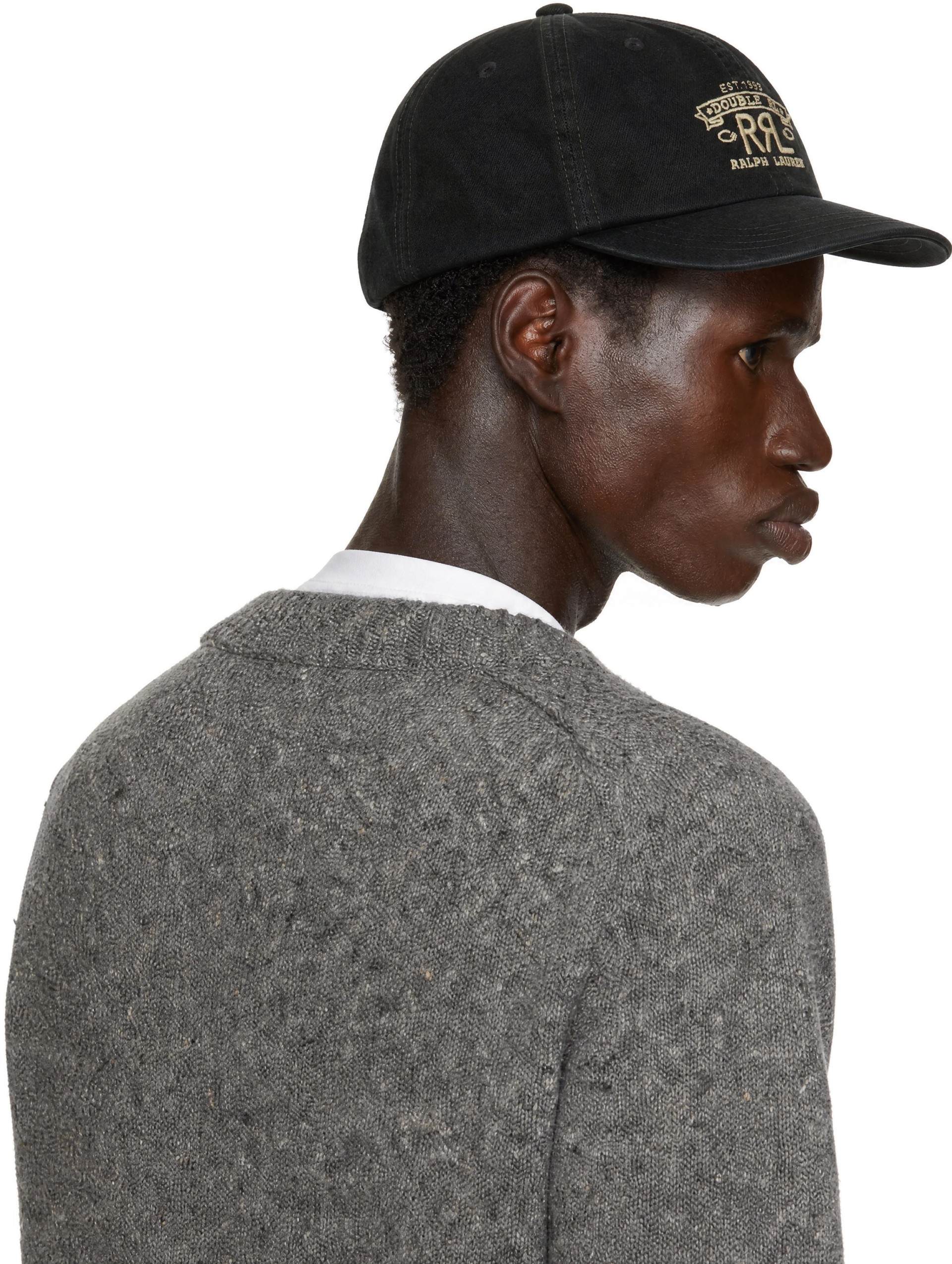 RRL: Black 'RRL' Ranch Logo Sportsman Cap | SSENSE Norway