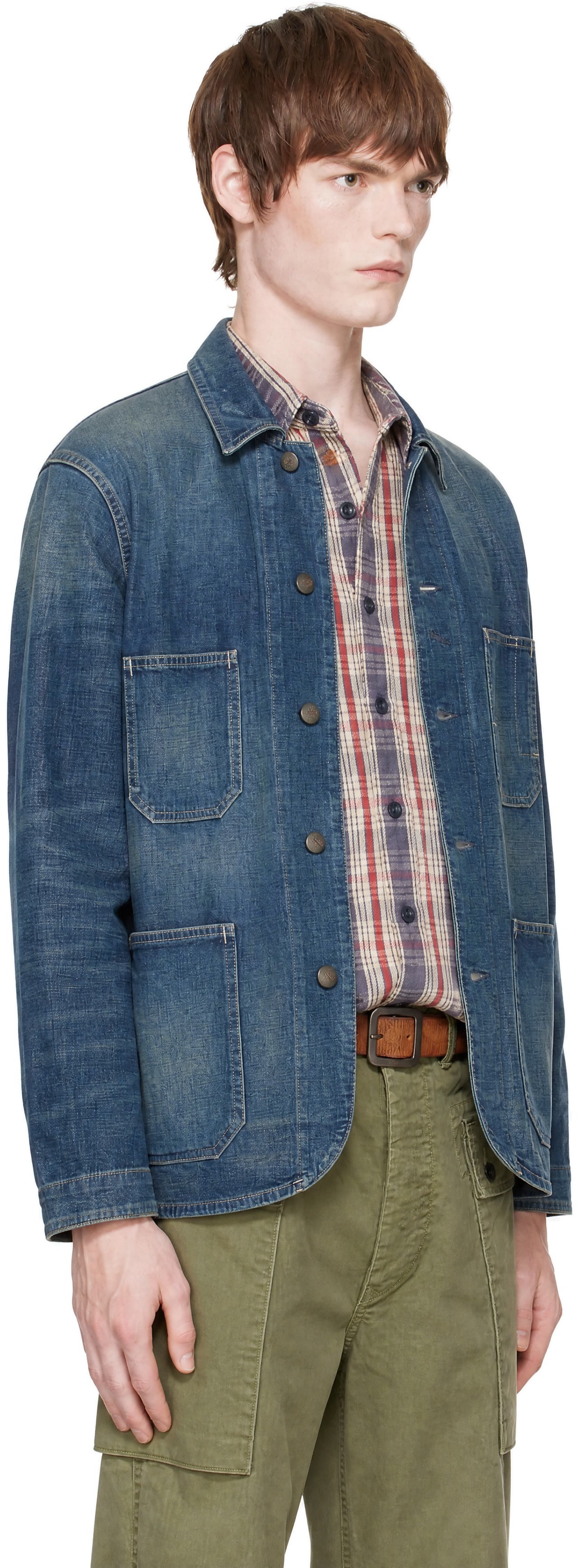 RRL - Blouson Engineer bleu en denim