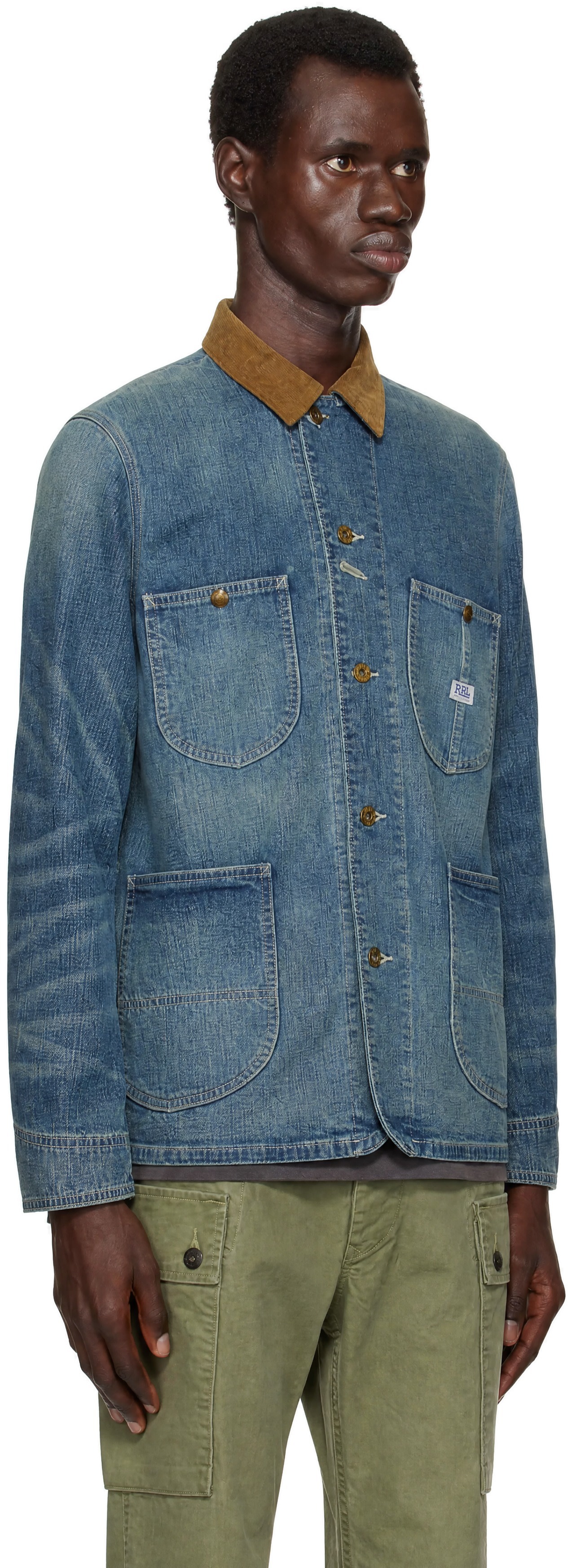 福男 RRL デニムジャケット RRL: ブルー コーデュロイカラー インディゴ デニムジャケット