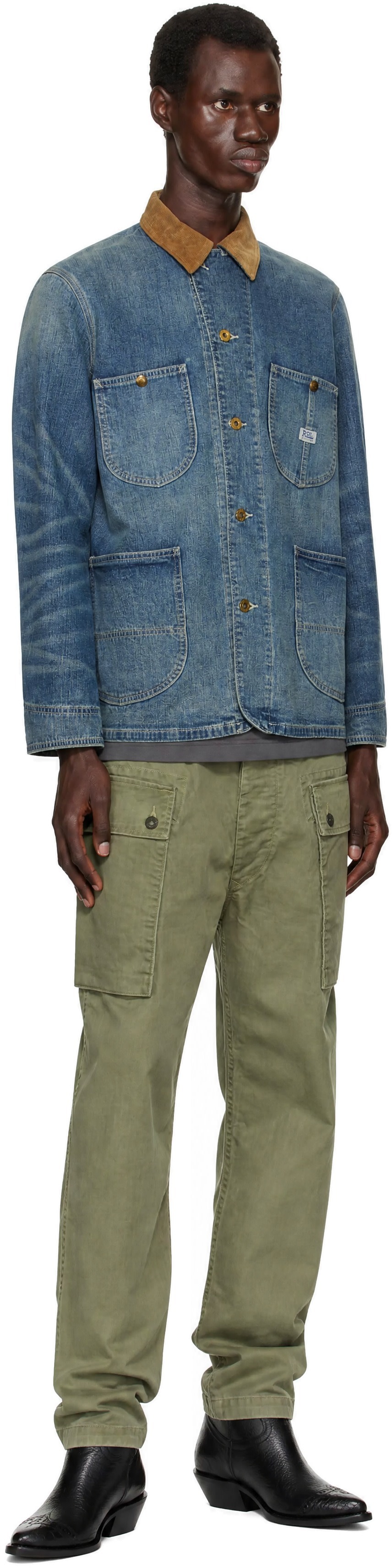 RRL: ブルー コーデュロイカラー インディゴ デニムジャケット