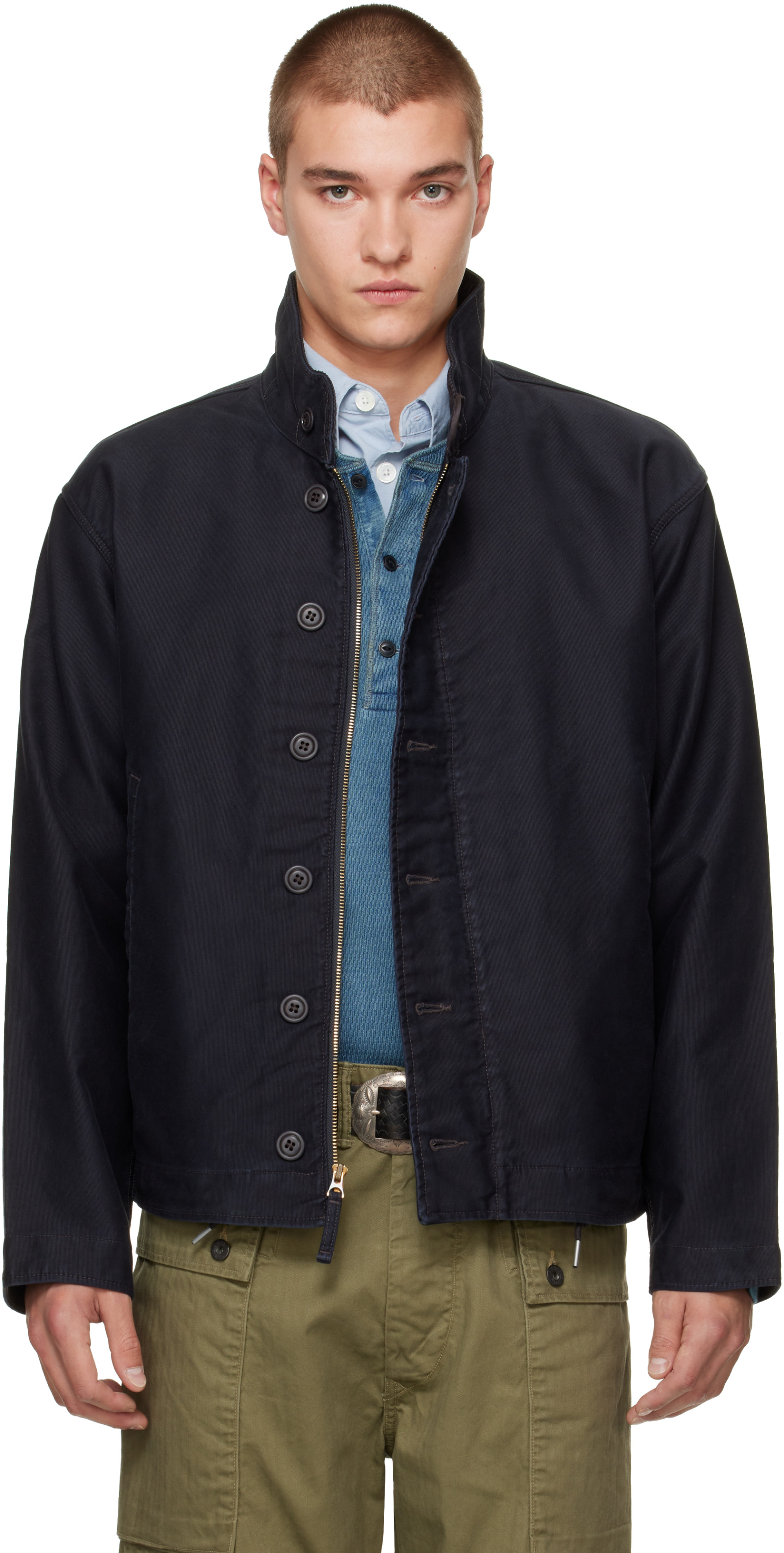 RRL - Navy Corduroy Collar Jacket