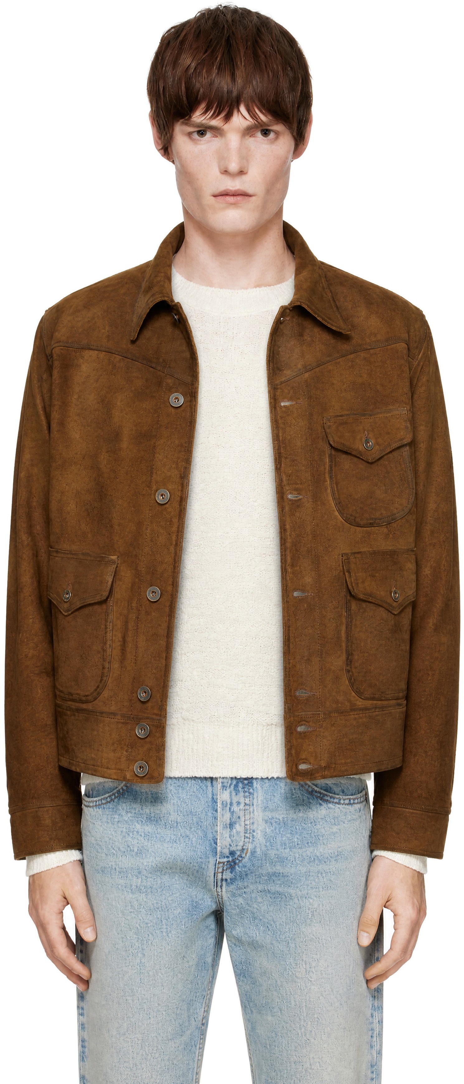 RRL - 棕色 Roughout 绒面革夹克