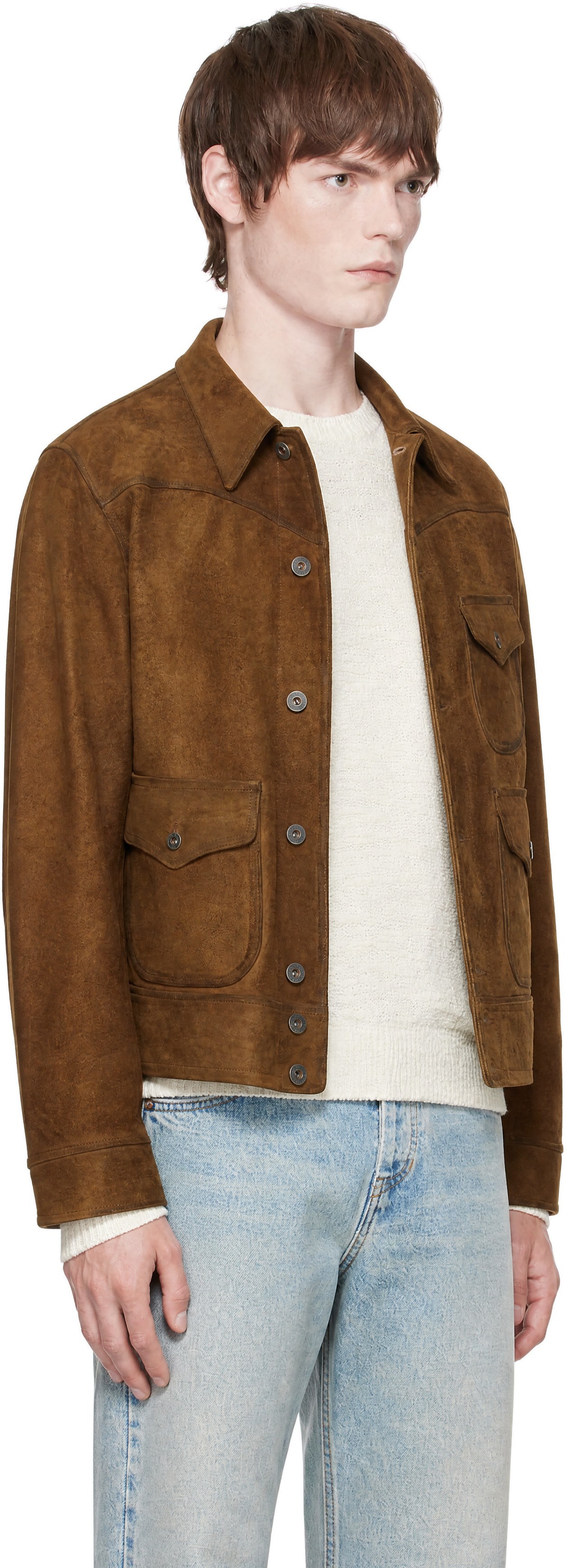 RRL - 棕色 Roughout 绒面革夹克