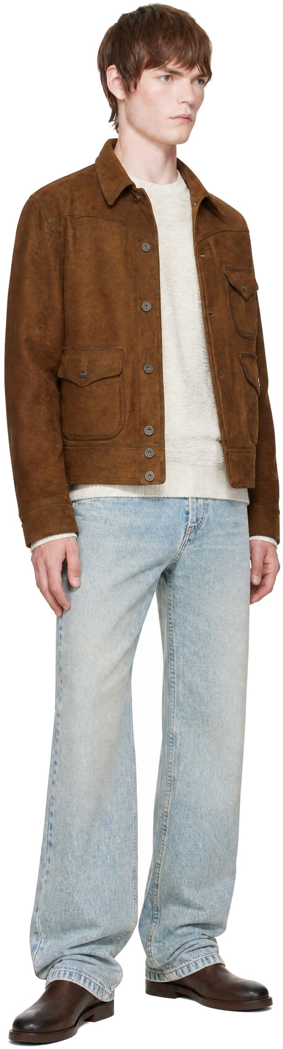RRL - 棕色 Roughout 绒面革夹克