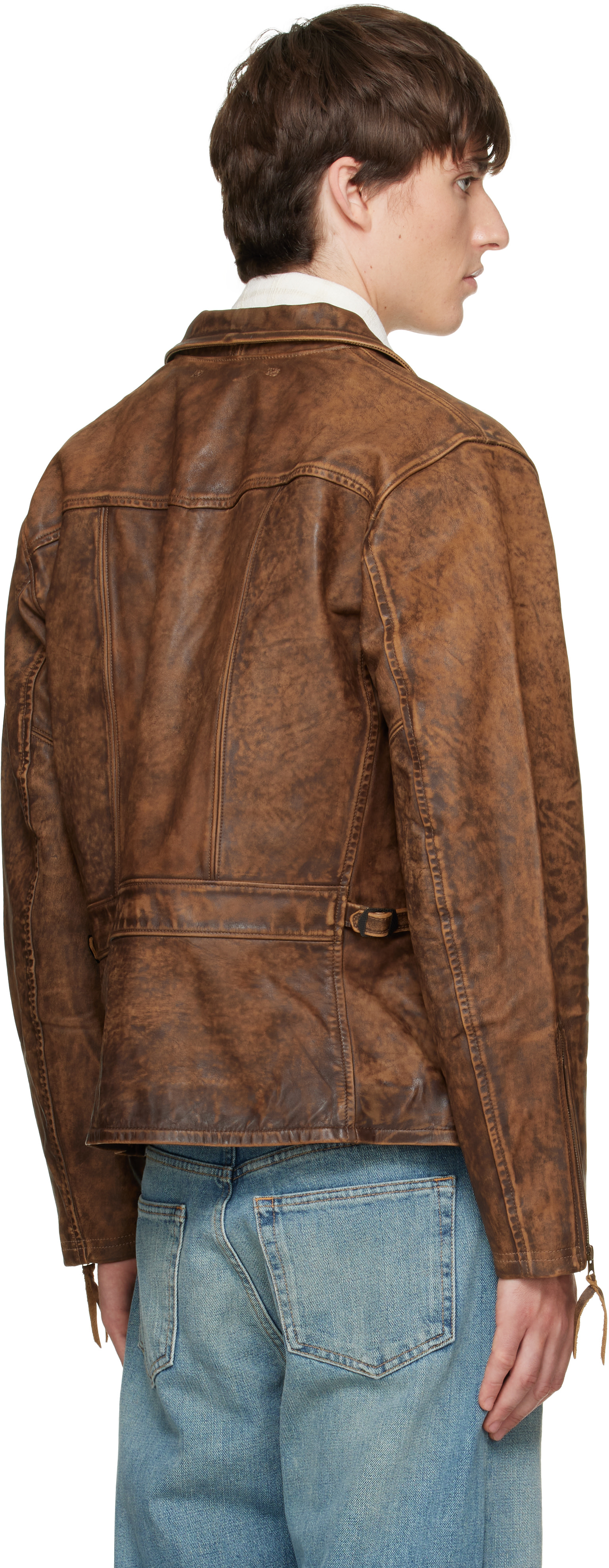 RRL - Brown Zip Leather Jacket